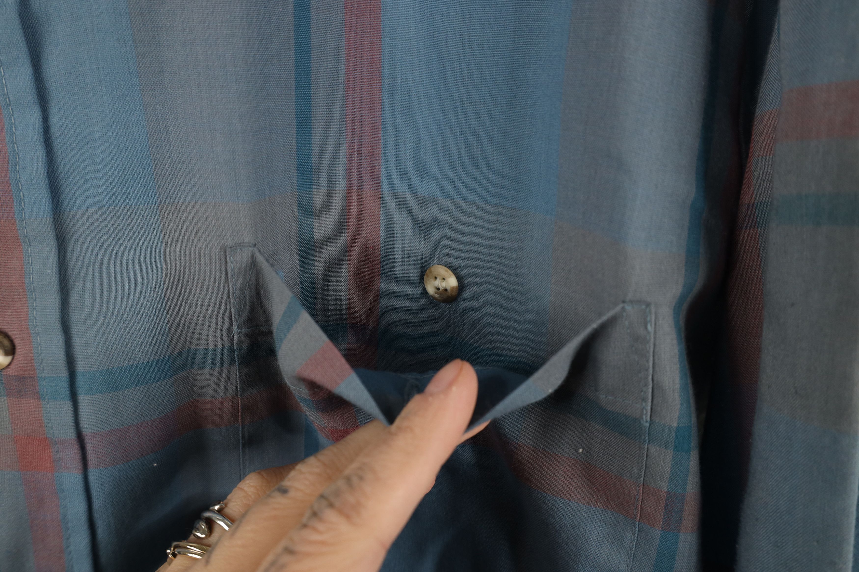 Levi's Vintage 80s 90s Levis Sheer Collared Button Down Shirt Plaid Size US L / EU 52-54 / 3 - 4 Thumbnail