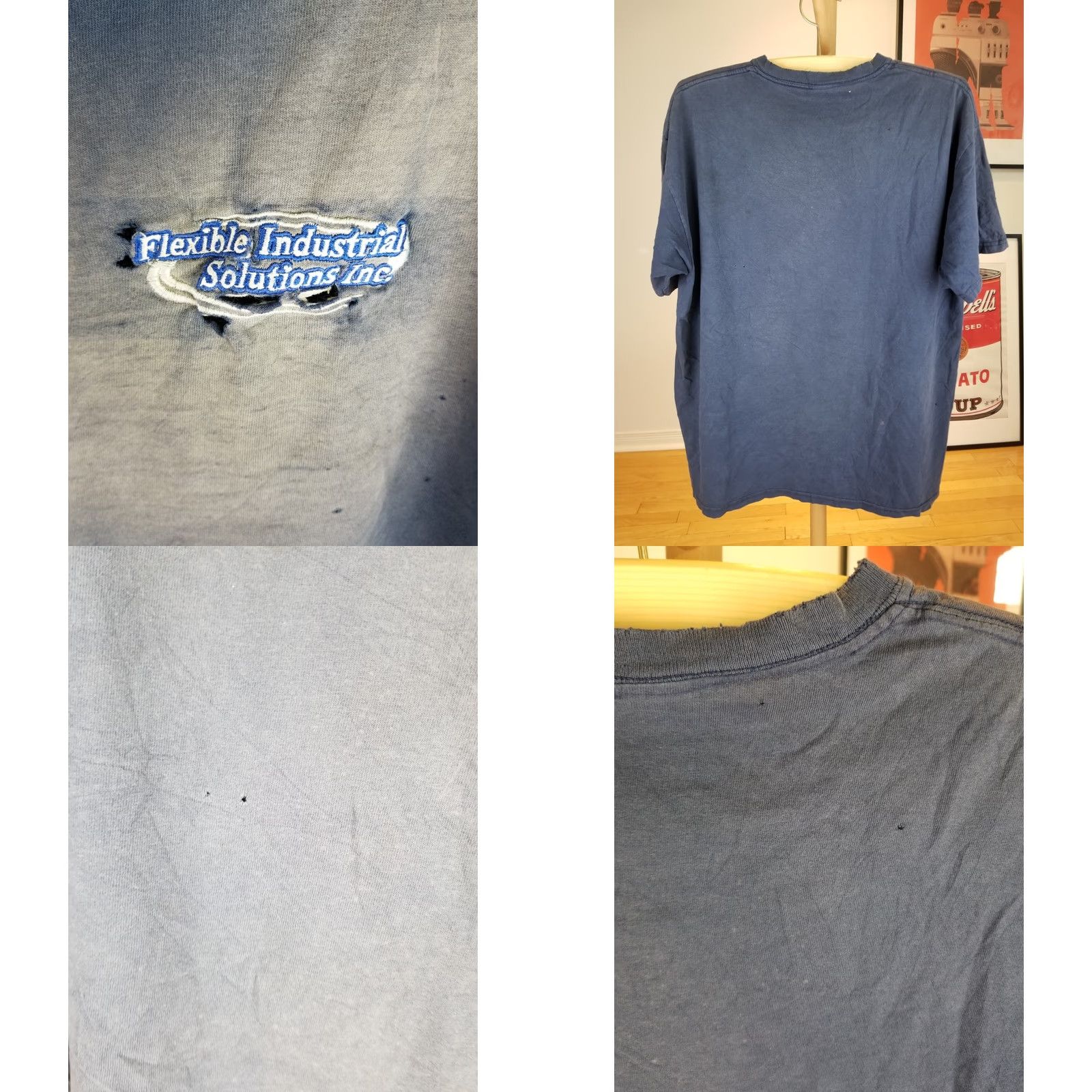 Vintage VINTAGE Y2K GRADIENT SUN FADED TRASHED DISTRESSED BLUE COTTON T-SHIRT SZ XLARGE Size US XL / EU 56 / 4 - 8 Thumbnail