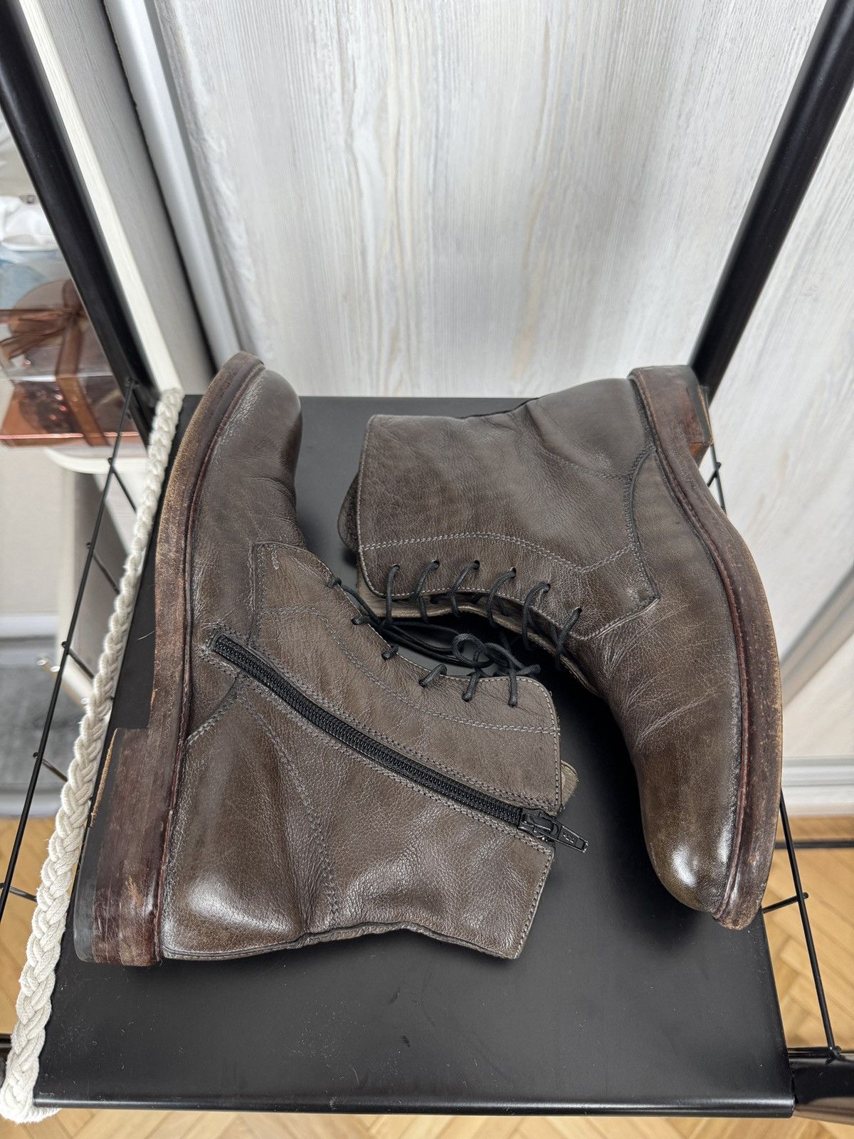 MoMA Moma Leather Laces Zipper Brown Ankle Boot Size US8 EU38 Size US 8 / IT 38 - 8 Thumbnail