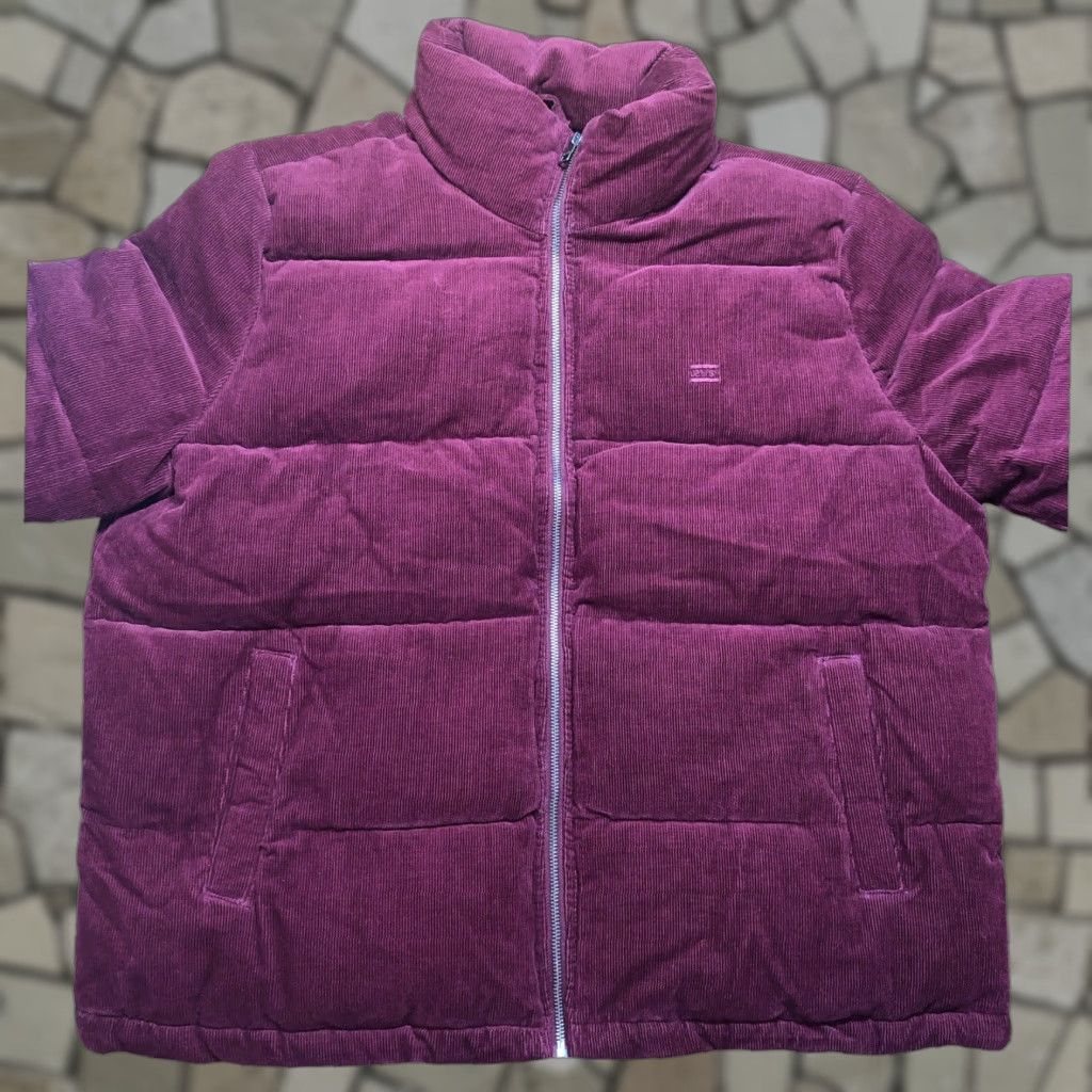Levis Zoe Corduroy Coat Womens XXL Red Wine Quilted Puffer Jacket