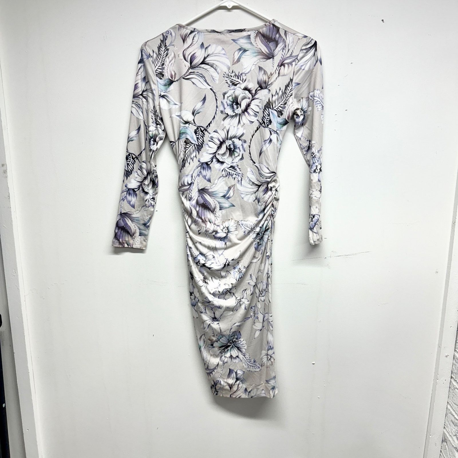 Reiss Reiss Balbina Purple Floral Long Sleeve Fitted Midi Dress XS Size XS / US 0-2 / IT 36-38 - 4 Thumbnail