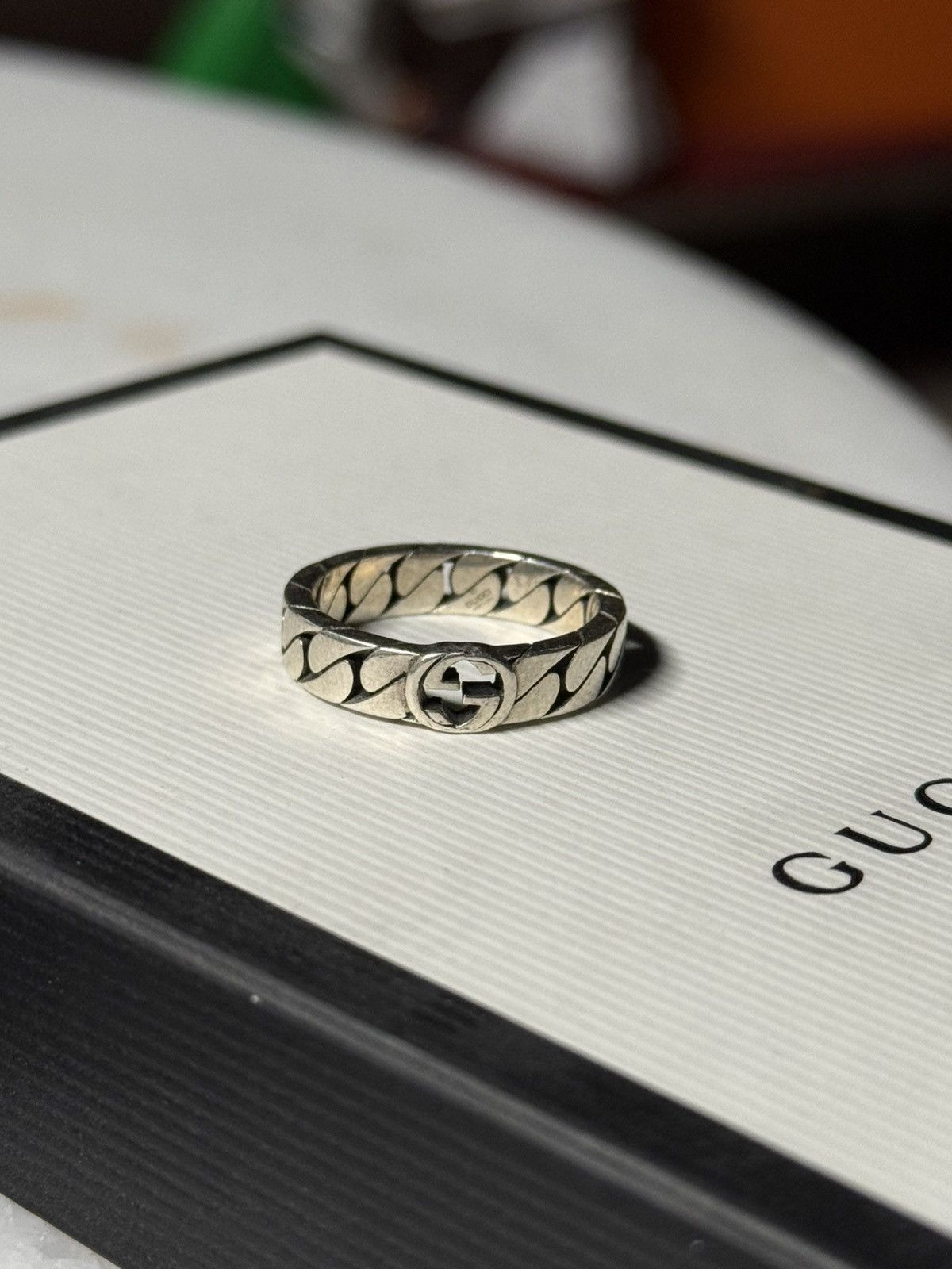 Gucci Gucci GG Cuban Silver Ring Sterling Silver Size 7 Us Size ONE SIZE - 1 Thumbnail