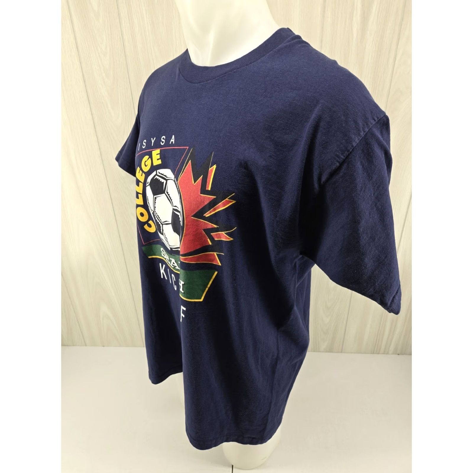 Fruit Of The Loom VINTAGE Fruit of the Loom Soccer T-Shirt Mens XL Navy ISYSA College Search Kickoff Shirt Size US XL / EU 56 / 4 - 5 Thumbnail