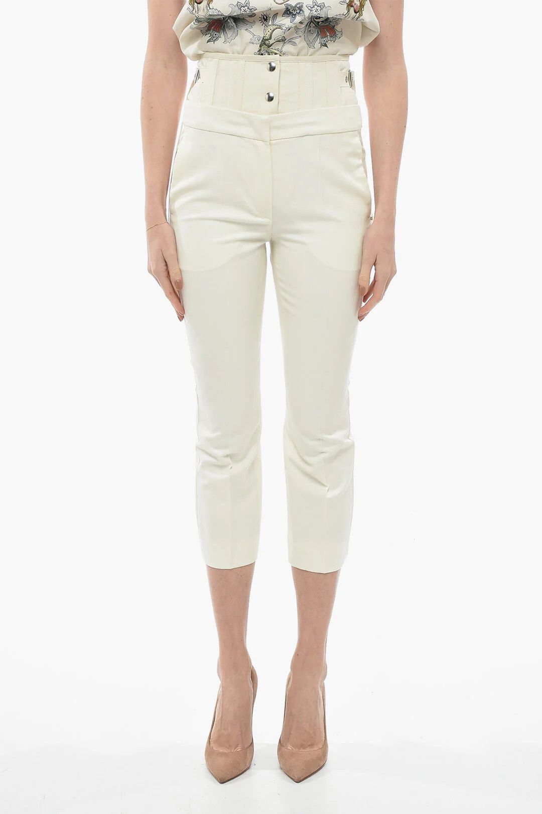 Max Mara og1mm0426 Peplum Pant in White Size 28" / US 6 / IT 42 - 1 Thumbnail