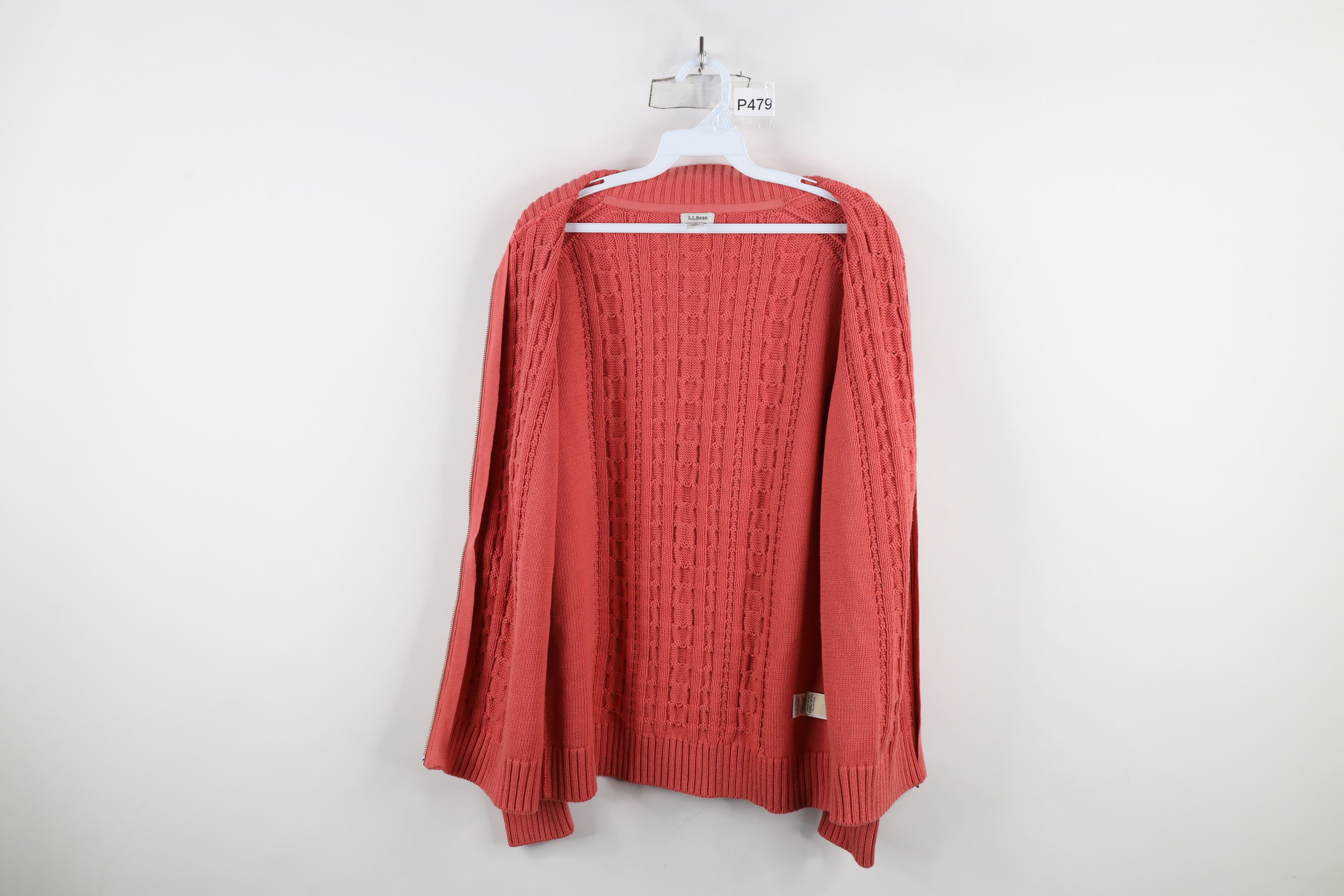 L.L. Bean × Vintage Vintage LL Bean Chunky Cable Knit Full Zip Sweater Salmon Size L / US 10 / IT 46 - 5 Thumbnail