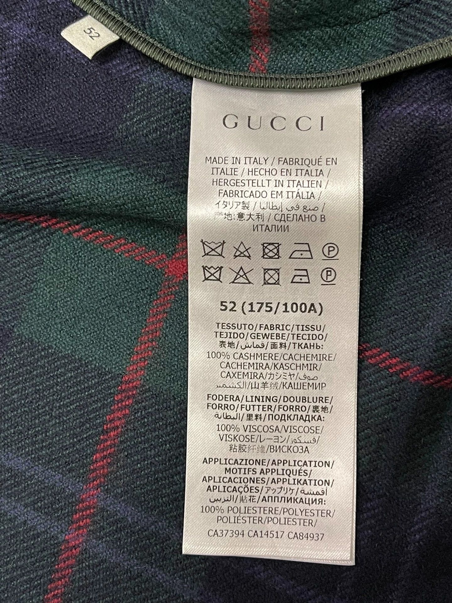 Gucci Gucci Green Check Cashmere Coat 52 Men's Regular Size US L / EU 52-54 / 3 - 5 Thumbnail