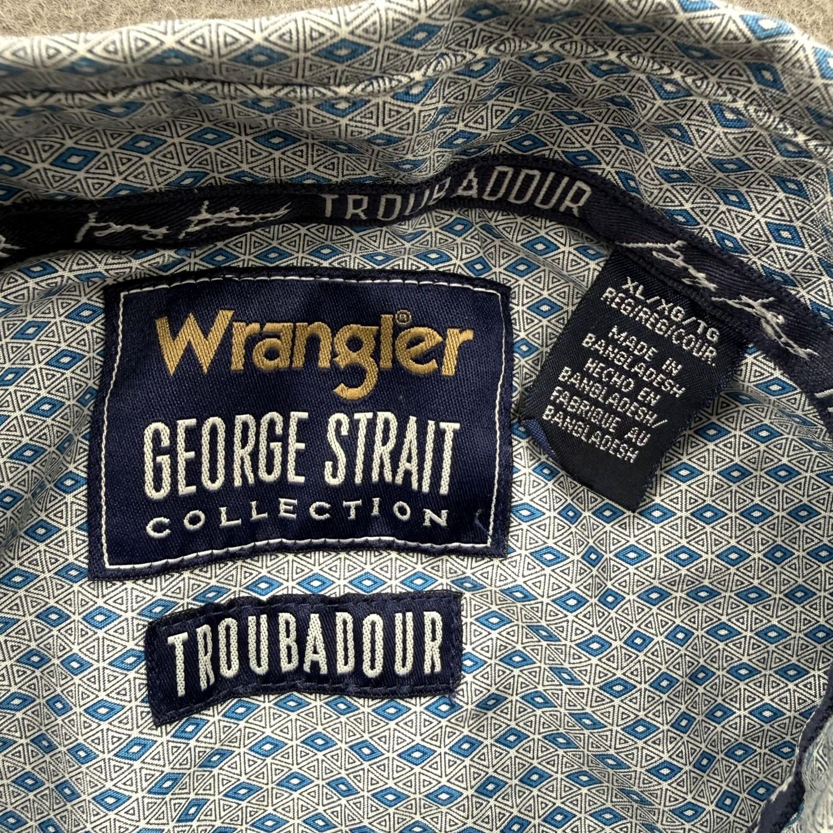 Wrangler VINTAGE Wrangler George Strait Shirt Mens XL Blue Geometric Western Snap Long Sleeve Size US XL / EU 56 / 4 - 3 Thumbnail