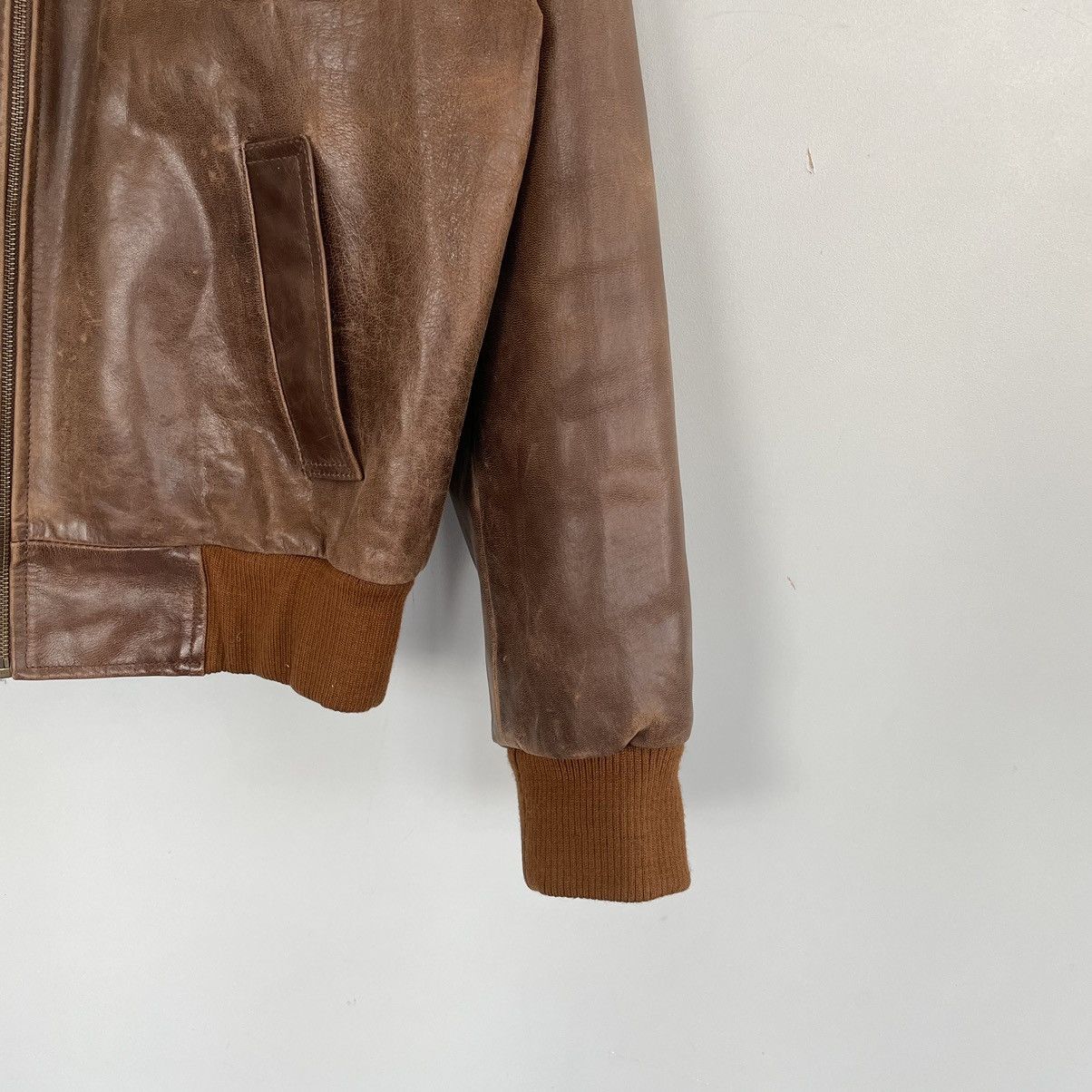 Vintage Vintage distressed leather jacket AMERICAN BASE New York Size US XL / EU 56 / 4 - 7 Thumbnail