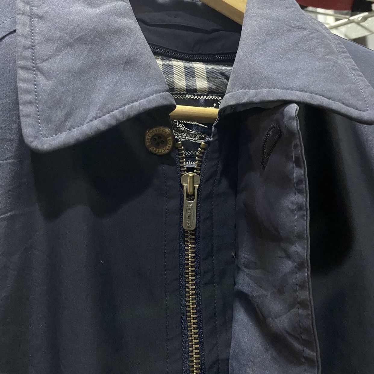 Burberry Vintage Burberrys Navy Nova Check Lining Field Coat Jacket Size US M / EU 48-50 / 2 - 12 Thumbnail