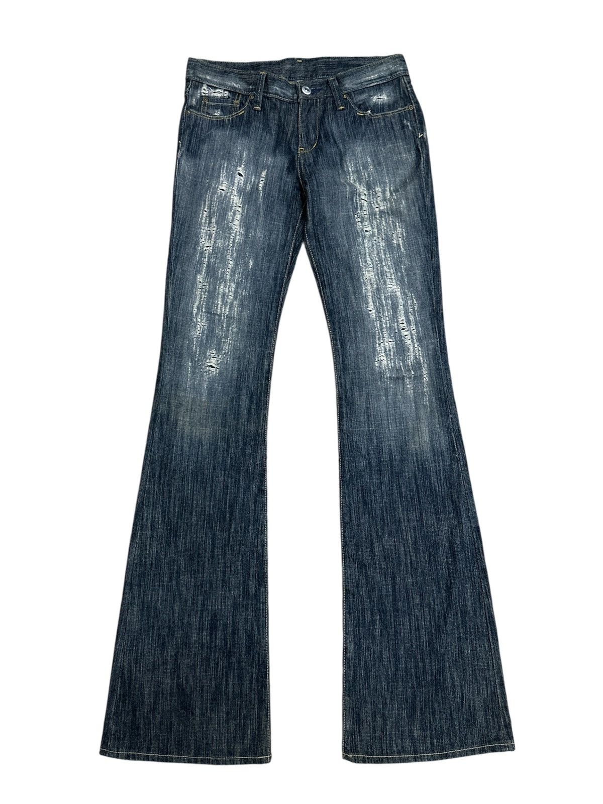 Tornado Mart Cowboys of The Dessert Distressed Long Flare Denim Size US 29 - 1 Thumbnail