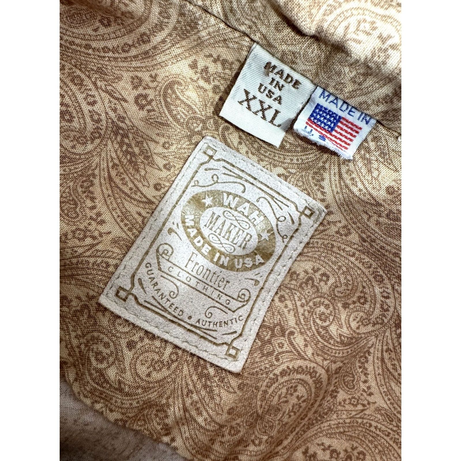 Vintage WAHMAKER Paisley Western Mens XXL Shirt Button-Up Long Sleeve Beige / Brown 2XL T1 Size US XXL / EU 58 / 5 - 6 Thumbnail