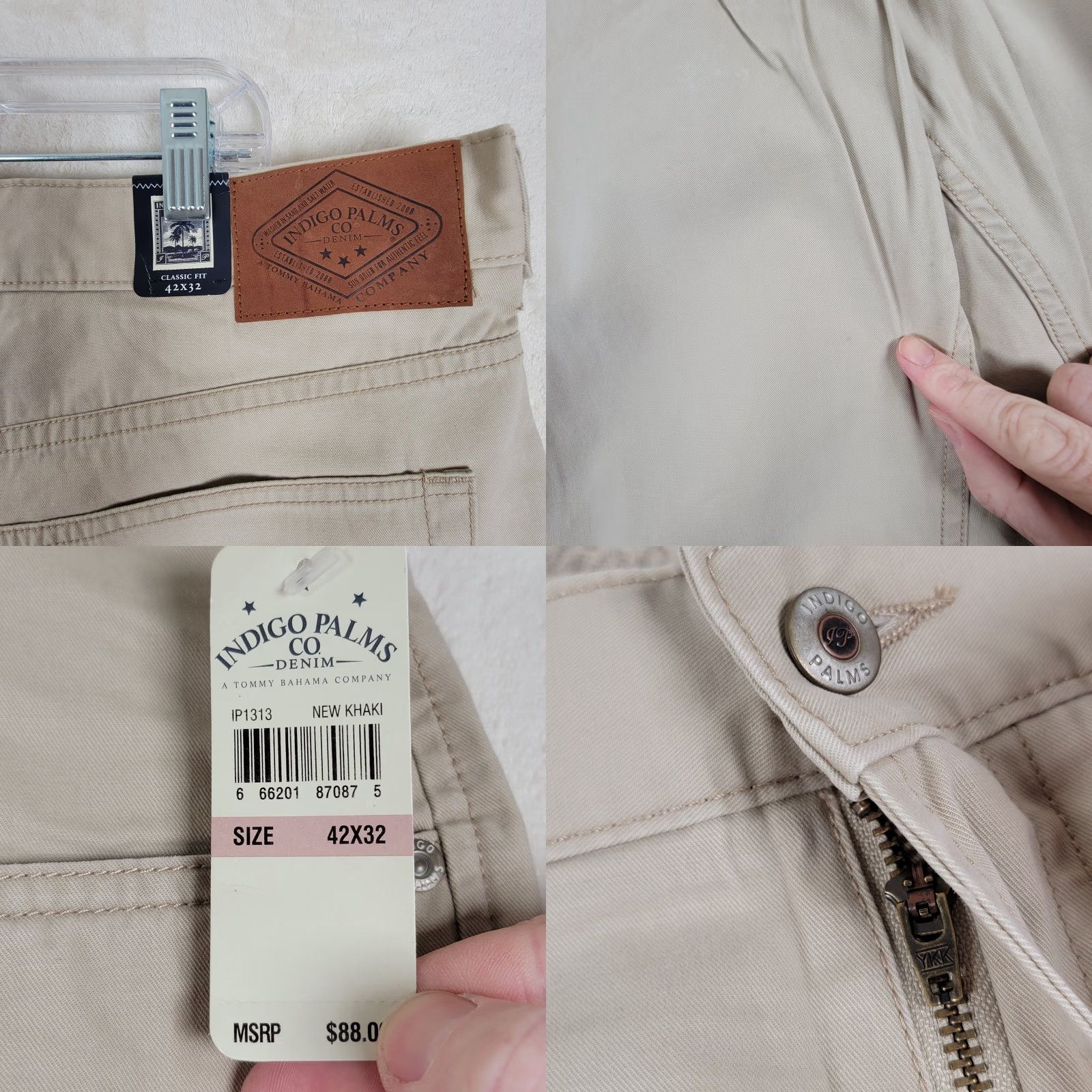 Vintage Indigo Palms Men's Khaki Dress Pants Classic Fit 42x32 Pant Tan Size US 42 / EU 58 - 8 Thumbnail