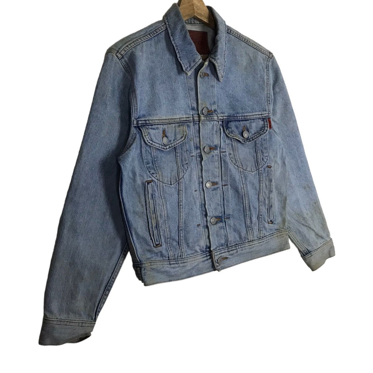 Edwin Vintage Edwin Disstressed Stains Denim Trucker Jacket Size US S / EU 44-46 / 1 - 5 Thumbnail