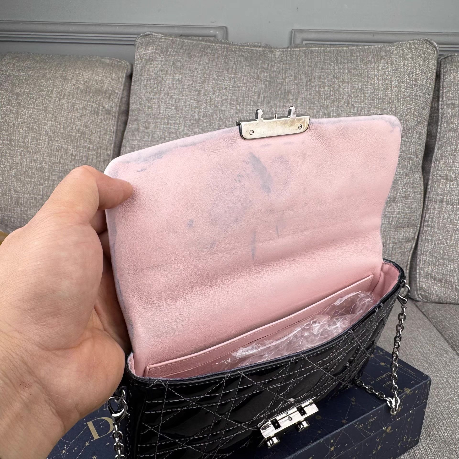 Dior Dior patent leather women's envelope bag Ｑ27 Size ONE SIZE - 4 Thumbnail