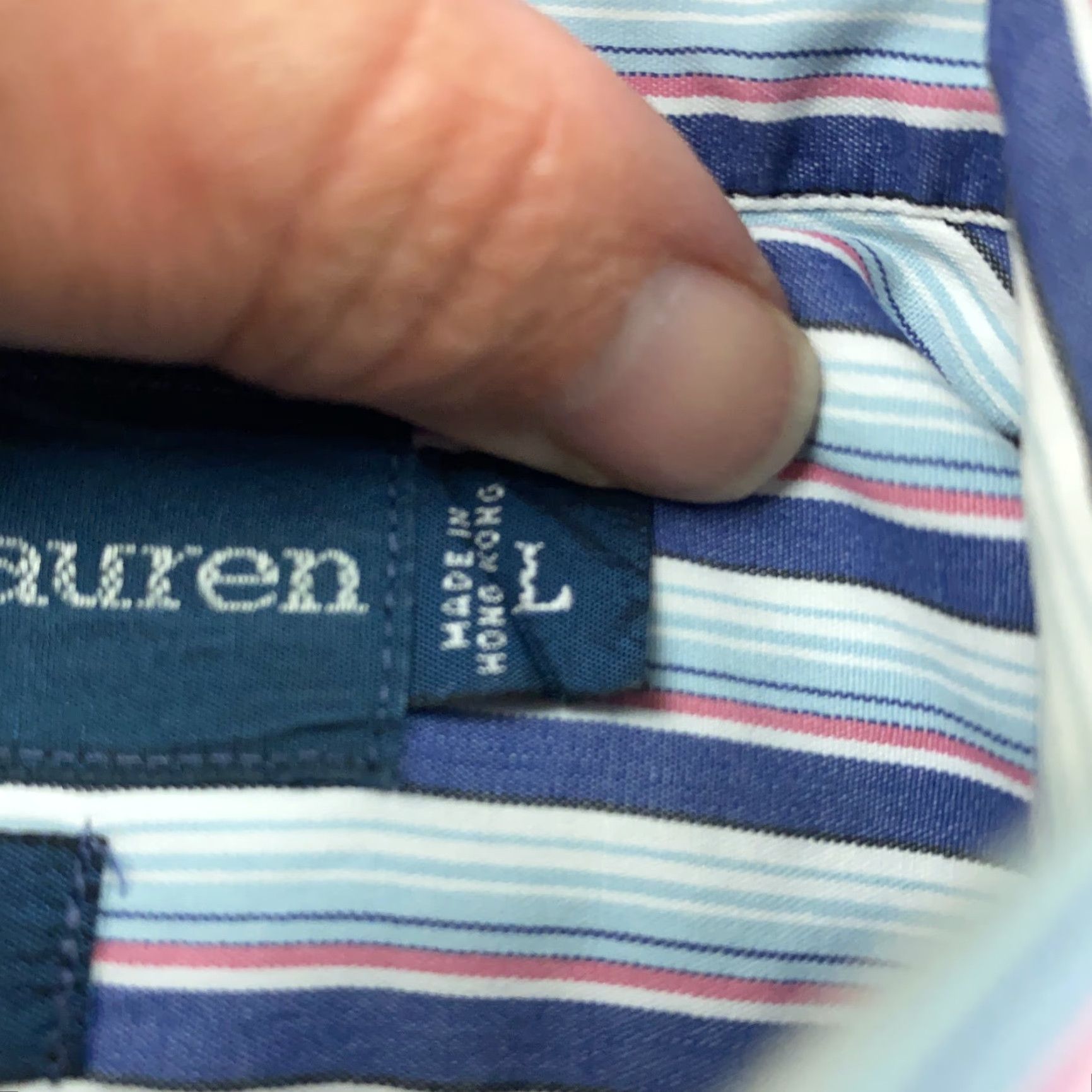 Ralph Lauren VINTAGE Ralph Lauren Shirt Mens Large Blue White Striped 90s Preppy Button-Down Collared Polo Pony Size US L / EU 52-54 / 3 - 5 Thumbnail