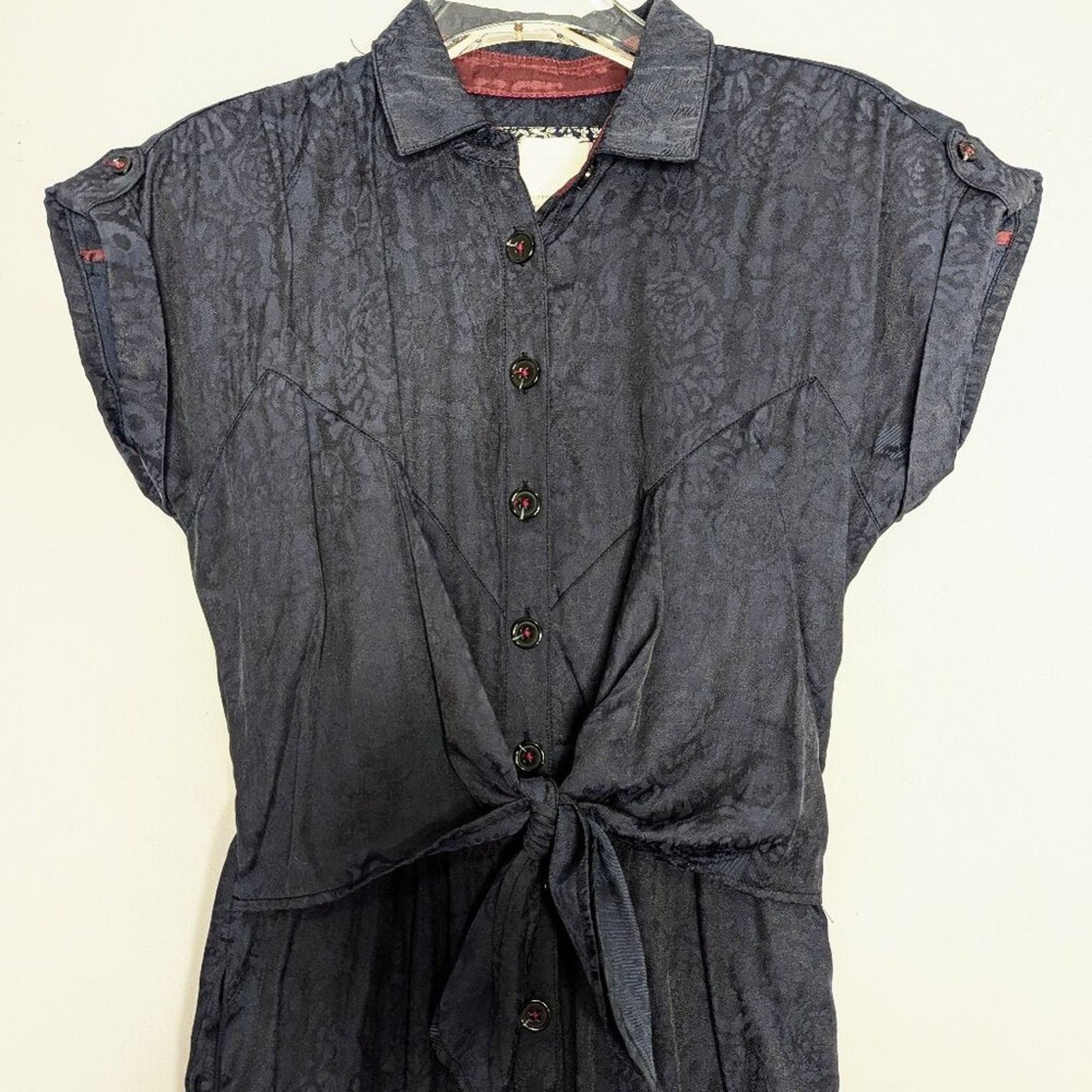 Anthropologie Anthropologie Ettitwa Navy Blue Floral Print Jumpsuit Size 2 Size 26" / US 2 / IT 38 - 4 Thumbnail