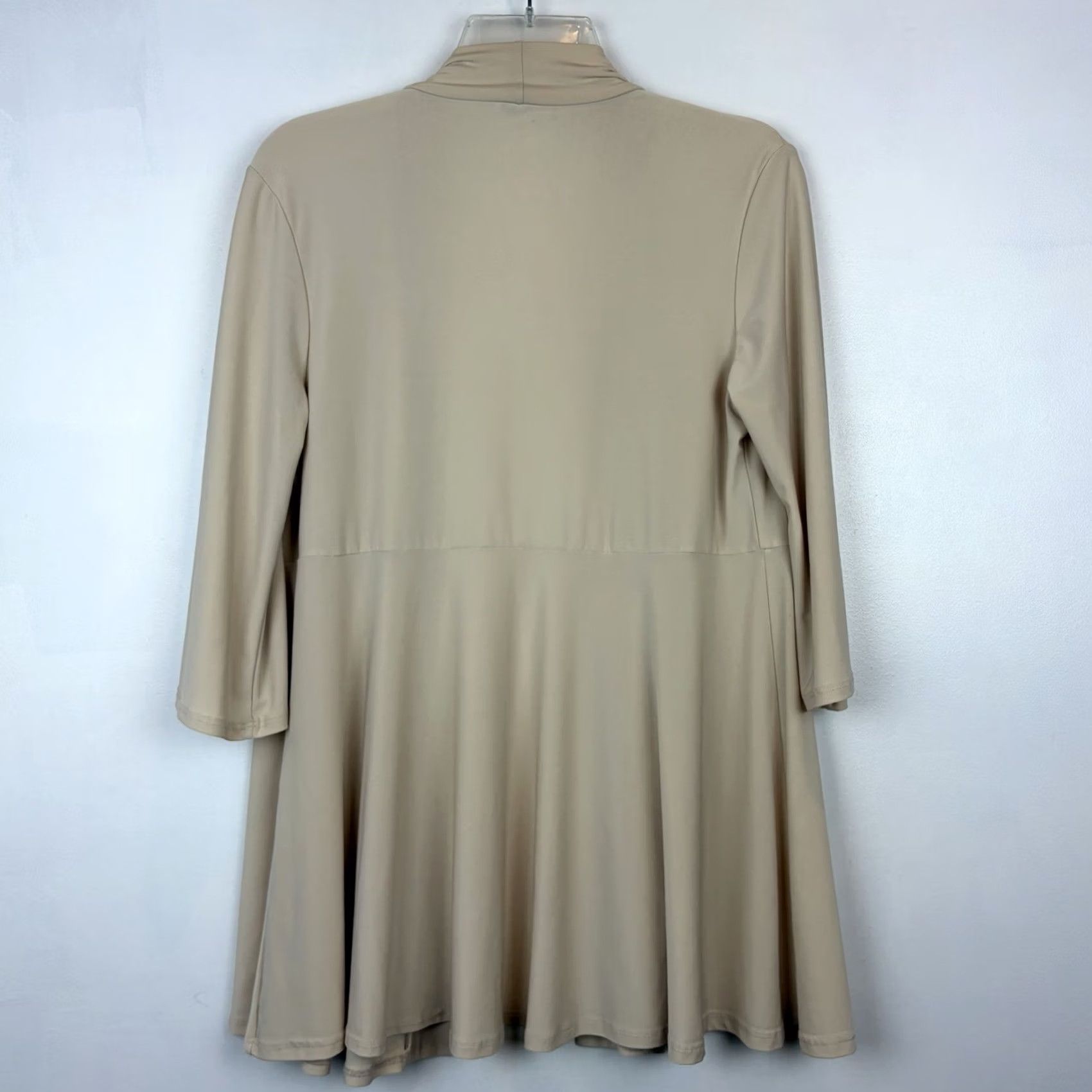 Vintage Womens Medium Beige Knit Open Cardigan Empire Waist Liquid Travel Layer USA Read Size M / US 6-8 / IT 42-44 - 2 Thumbnail