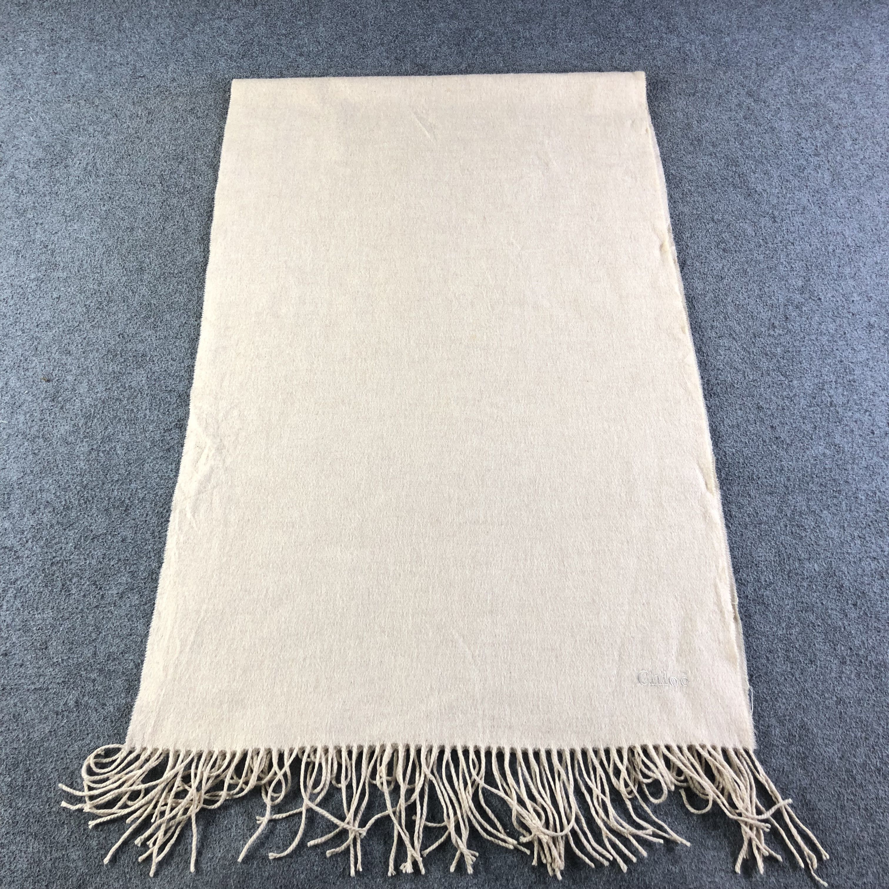 Vintage Chloe Plain Cashmere Scarf Muffler V1832 Size ONE SIZE - 2 Thumbnail