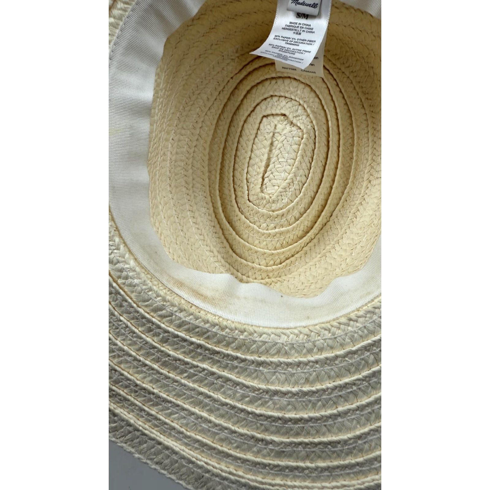 Madewell Madewell Hat Wide Brim Womens Small Medium Ivory Straw Sun Brown Band Beach S/M Size ONE SIZE - 4 Thumbnail