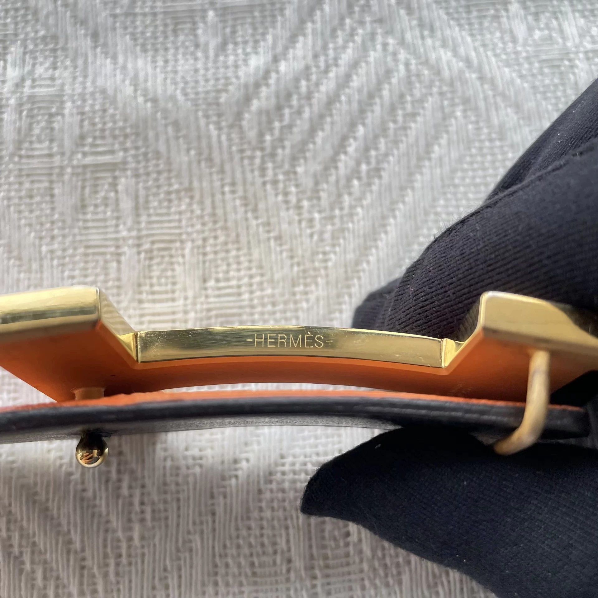 Hermes HERMES 98% Men's Black Reversible Leather Belt 112 Size ONE SIZE - 7 Thumbnail