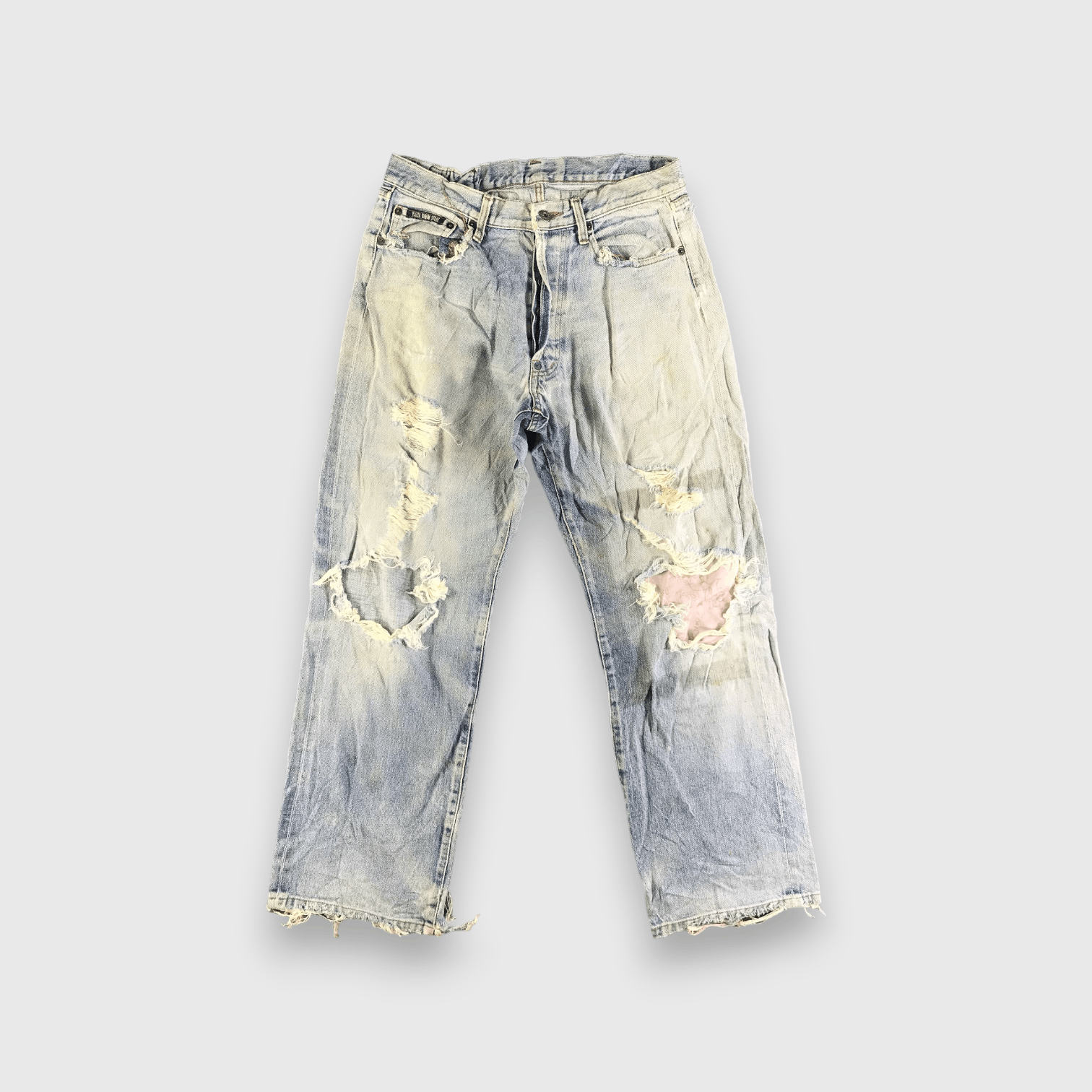 Pazzo Vintage Distress Light Wash Pazzo Jeans-J4018 Size US 33 - 1 Thumbnail