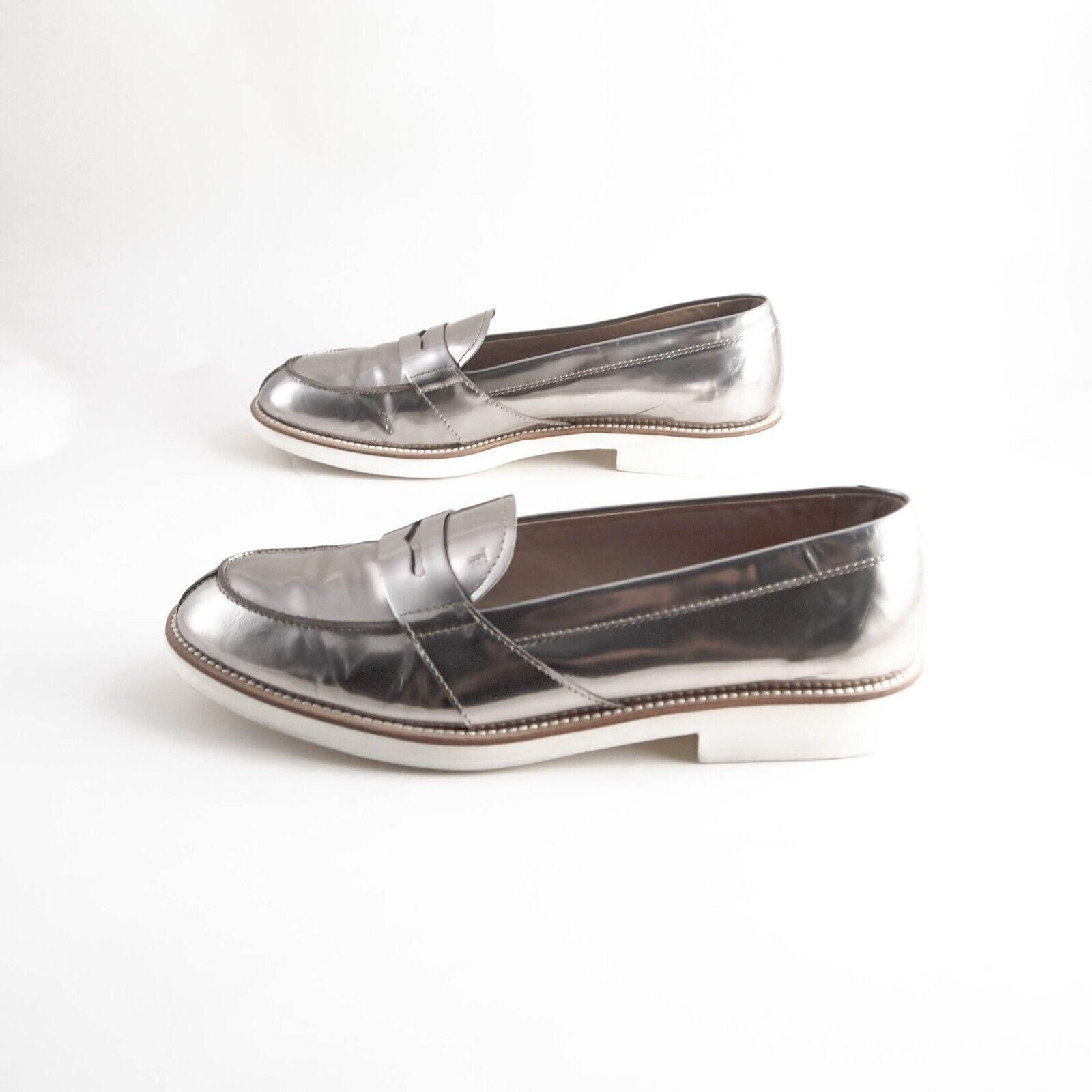 Tod's TODs Penny Loafers Silver Mirror Leather EU 40.5 US 10.5 Size US 10.5 / IT 40.5 - 3 Thumbnail