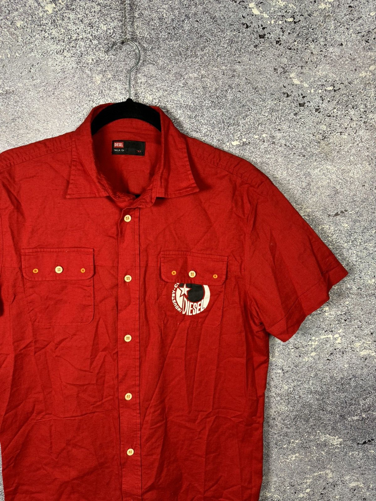 Diesel × Vintage Vintage Diesel Linen Shirt Sleeve Red Shirt y2k Small Size US S / EU 44-46 / 1 - 2 Thumbnail