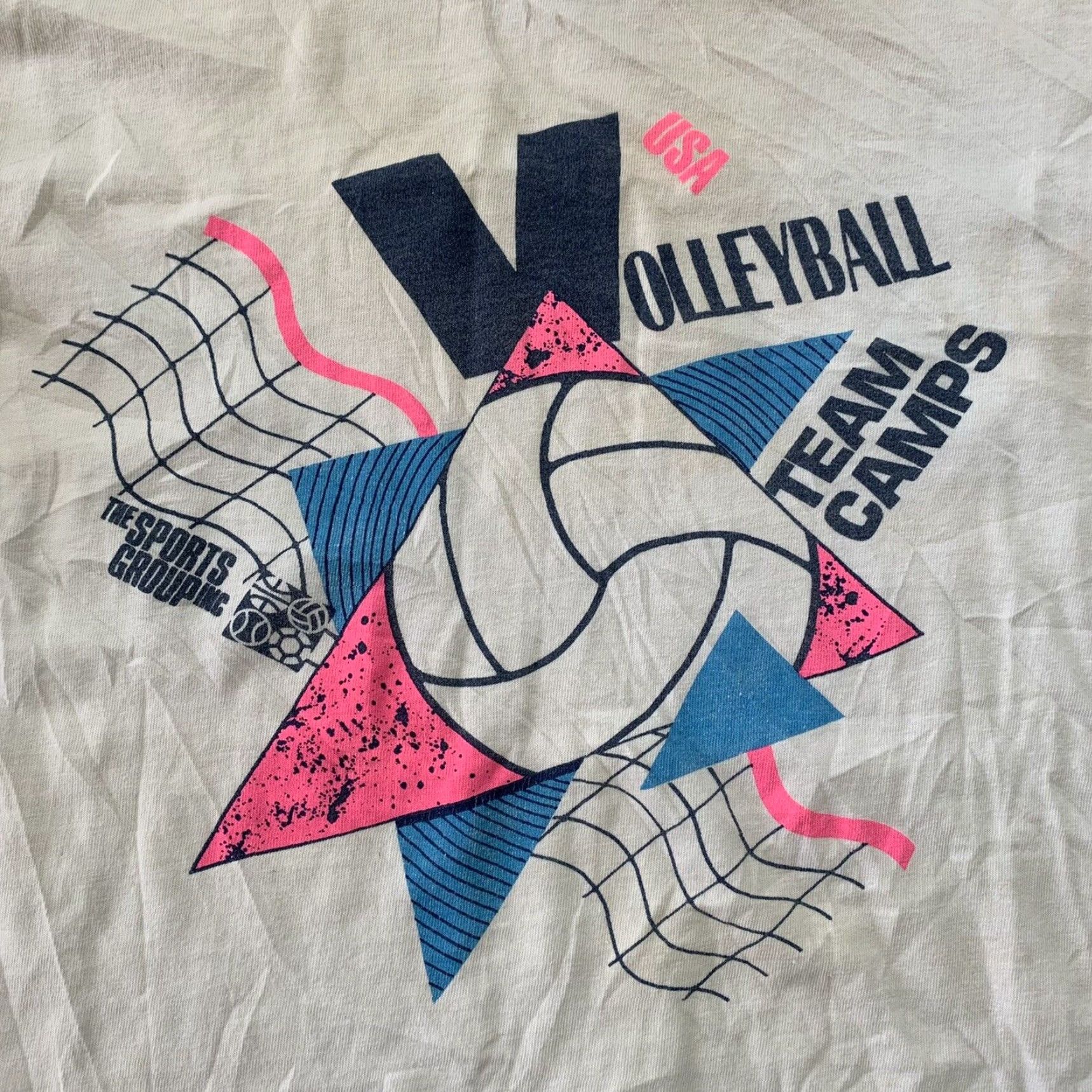 Nike VINTAGE Nike T Shirt USA Long Sleeve 80s Volleyball Graphic Unisex L White/Blue 1980s Mens Women Size US L / EU 52-54 / 3 - 4 Thumbnail