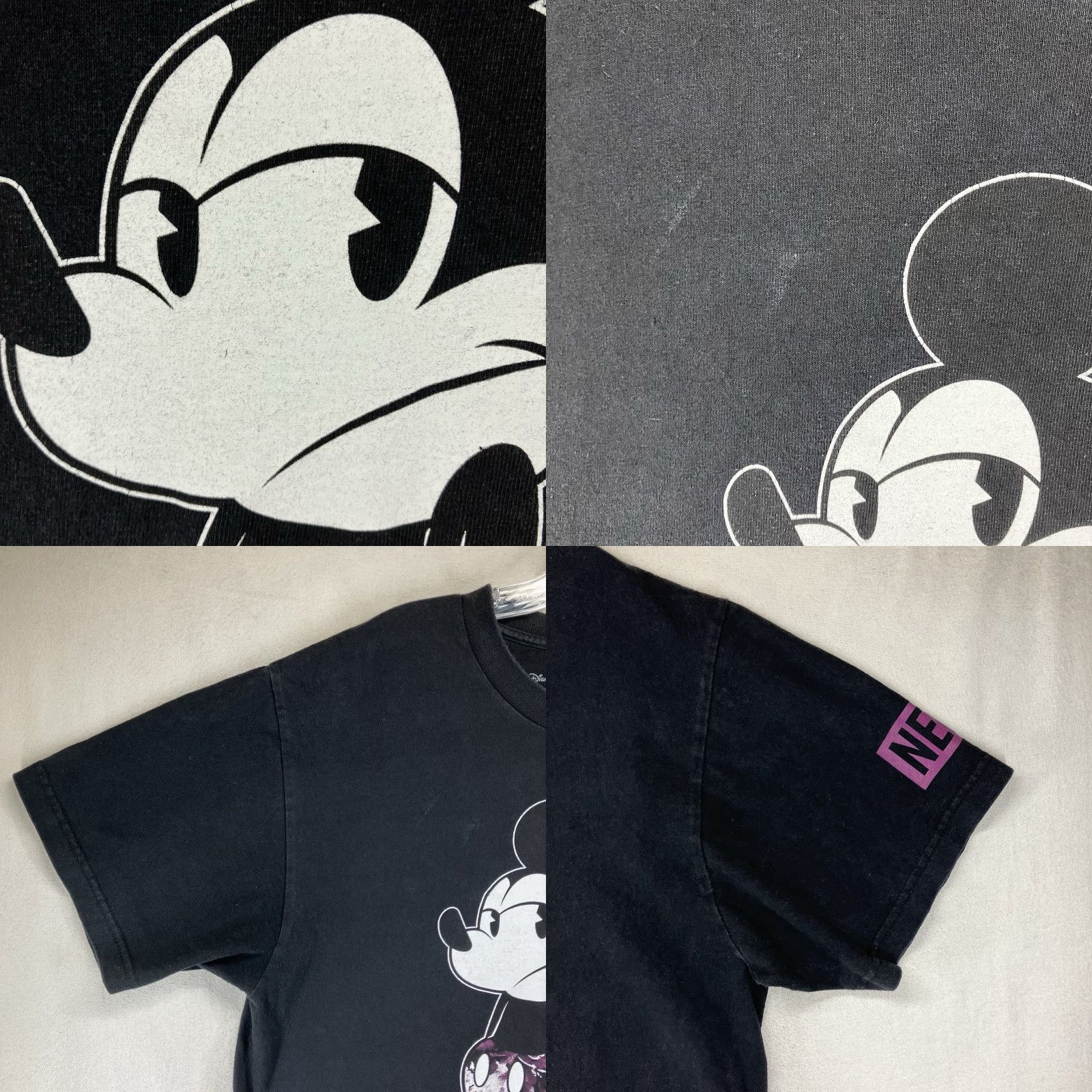 Disney Disney Collection X Neff Large Black Mickey Mouse Checkered Floral Cotton T-Shirt Men Size US L / EU 52-54 / 3 - 8 Thumbnail