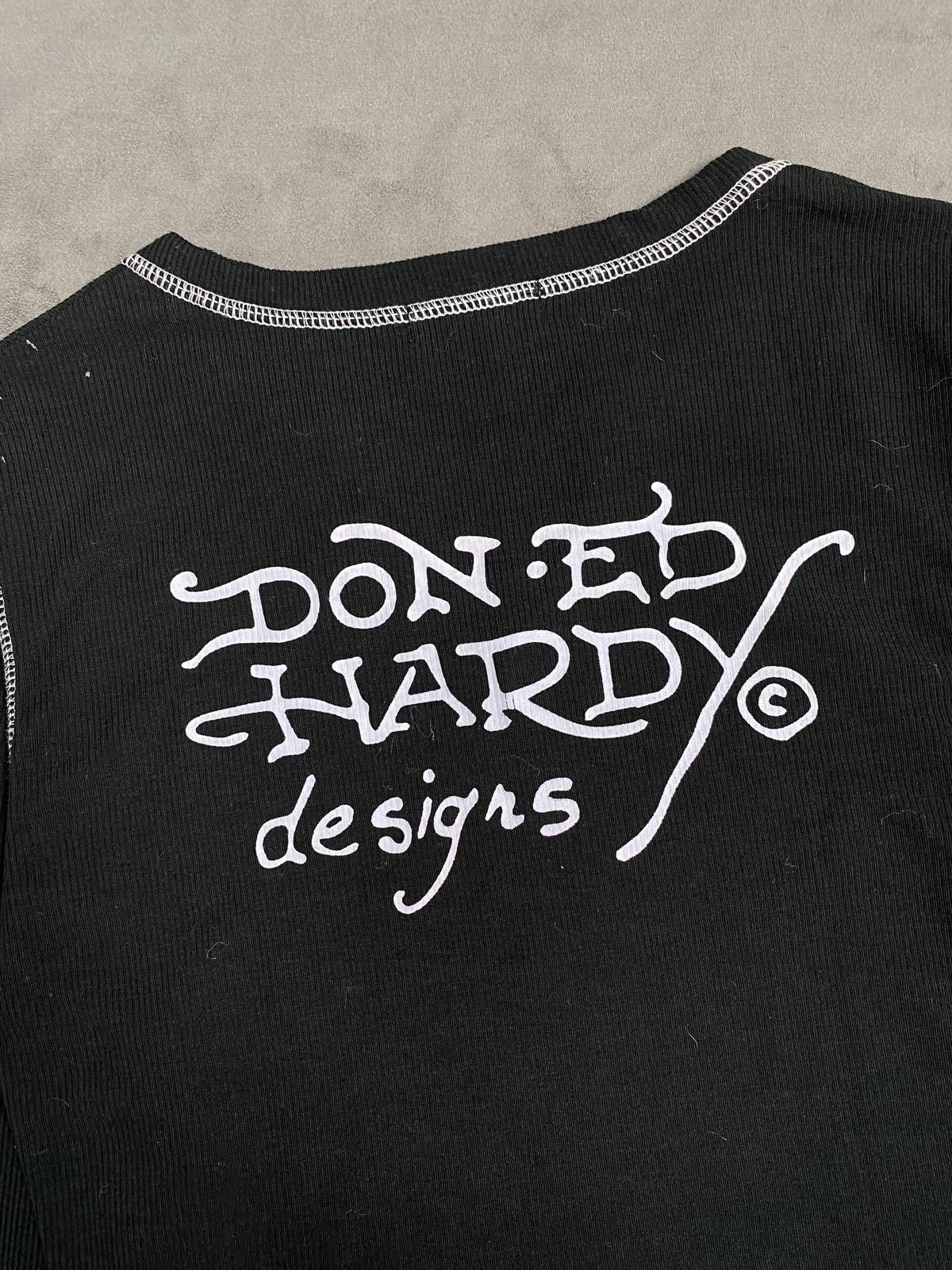 Ed Hardy Ed Hardy Tiger Rose Black Thermal Long Sleeve Notched Tee M Size M / US 6-8 / IT 42-44 - 6 Thumbnail