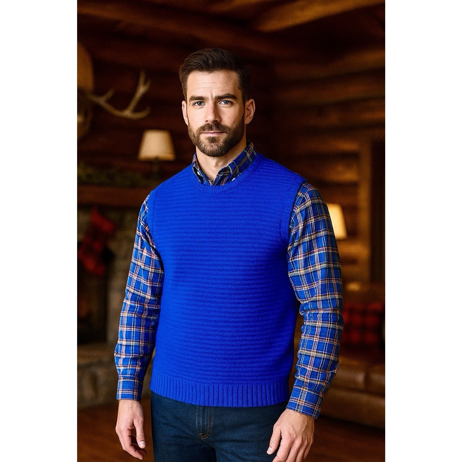 Pendleton Pendleton Vintage Men’s Virgin Wool Blue Vest Ribbed Sz S Size US S / EU 44-46 / 1 - 1 Thumbnail