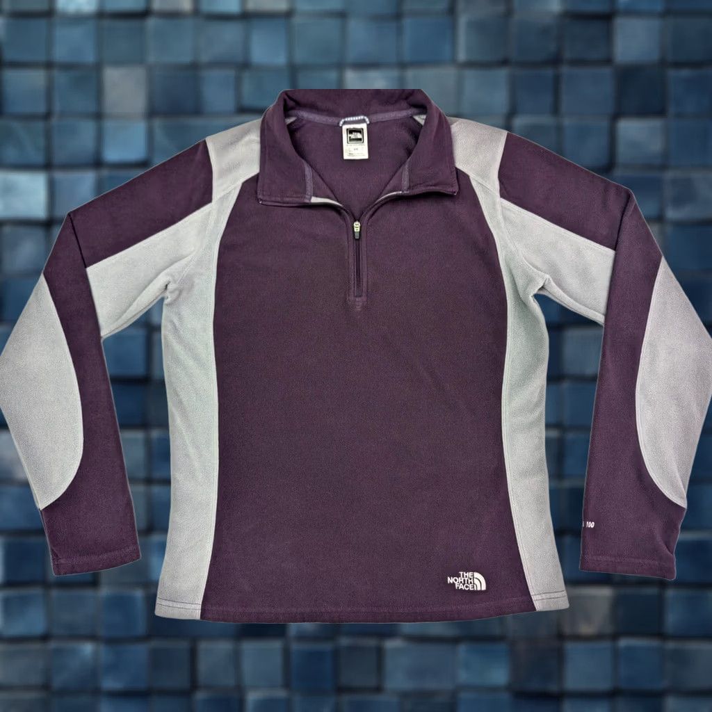 The North Face The North Face Fleece Jacket Womens M Purple Black/Gray TKA 100 1/4 Zip, 1/4 Zip, Long Sleeve, Mid-Length, Solid, Regular Fit, Machine Washable Size M / US 6-8 / IT 42-44 - 1 Thumbnail