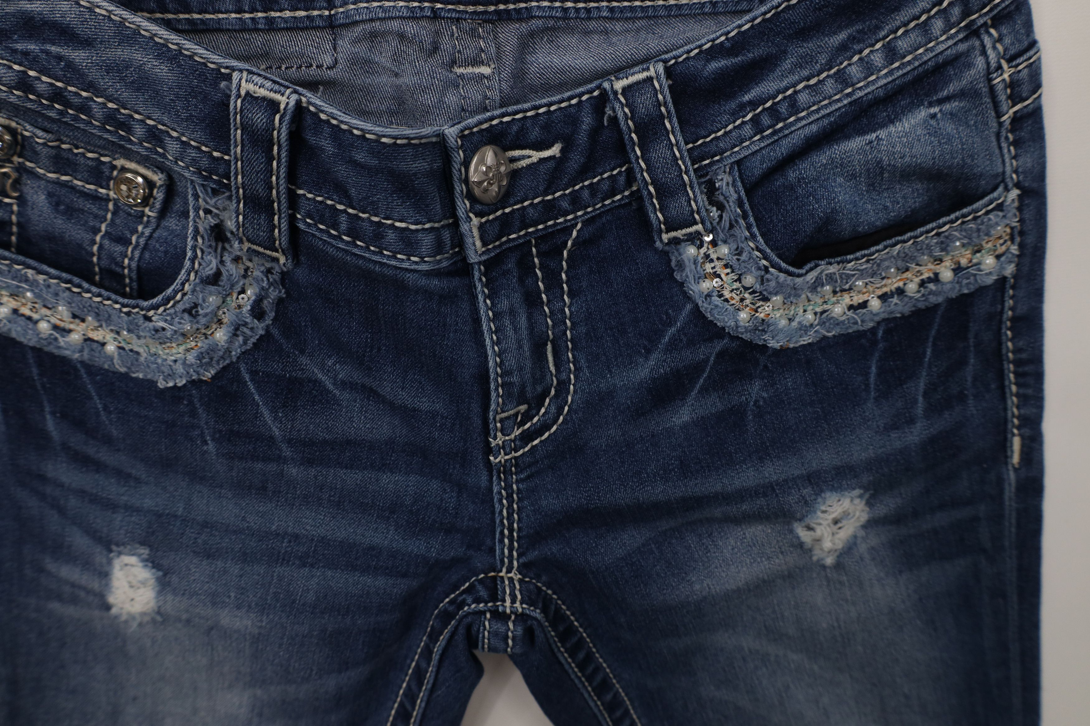 Miss Me Miss Me Stitch Beaded Jeweled Ankle Skinny Denim Jeans Blue Size 26" / US 2 / IT 38 - 5 Thumbnail