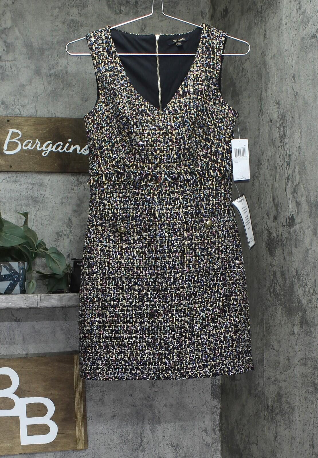 Other Nwt City Studio Sheath Mini Dress Black / Gold Multi 0 Size XS / US 0-2 / IT 36-38 - 1 Thumbnail