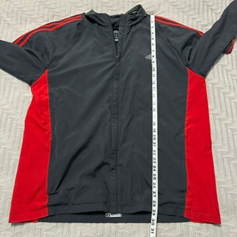 Adidas Adidas gray and red classic three stripe windbreaker jacket Size US XL / EU 56 / 4 - 7 Thumbnail
