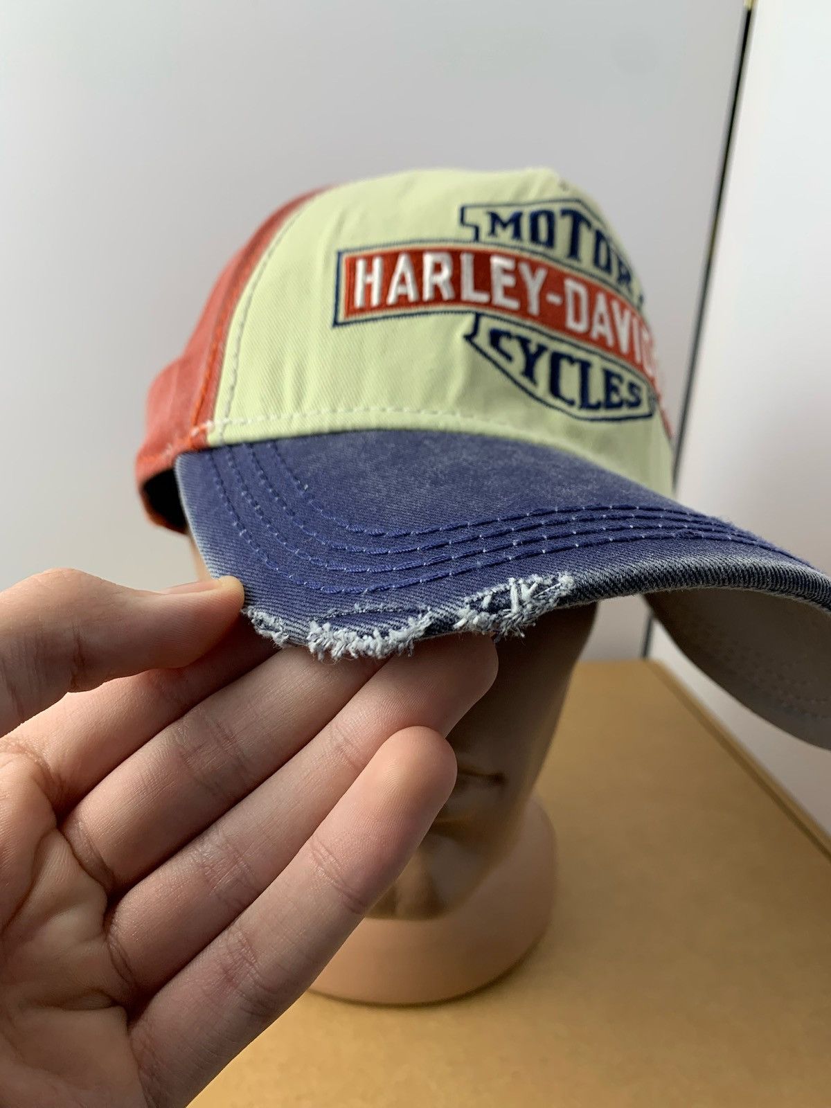 Harley Davidson × Vintage Vintage Harley Davidson cap Moto rare distressed Size ONE SIZE - 3 Thumbnail