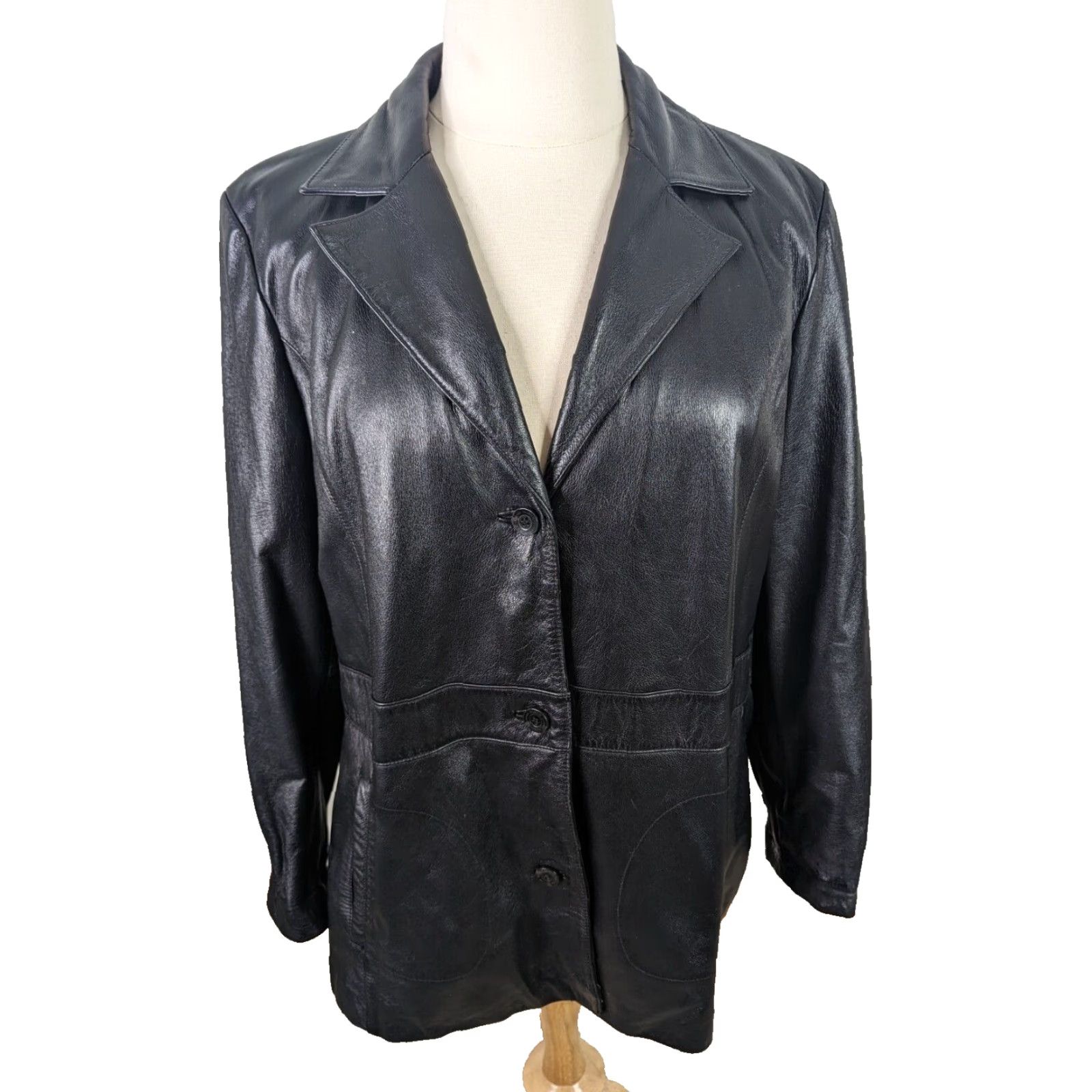 Vintage VINTAGE Wilsons Leather Womens Jacket 3XL Black Moto Biker Motorcycle Bomber Jacket Size XXL / US 16-18 / IT 52-54 - 2 Thumbnail