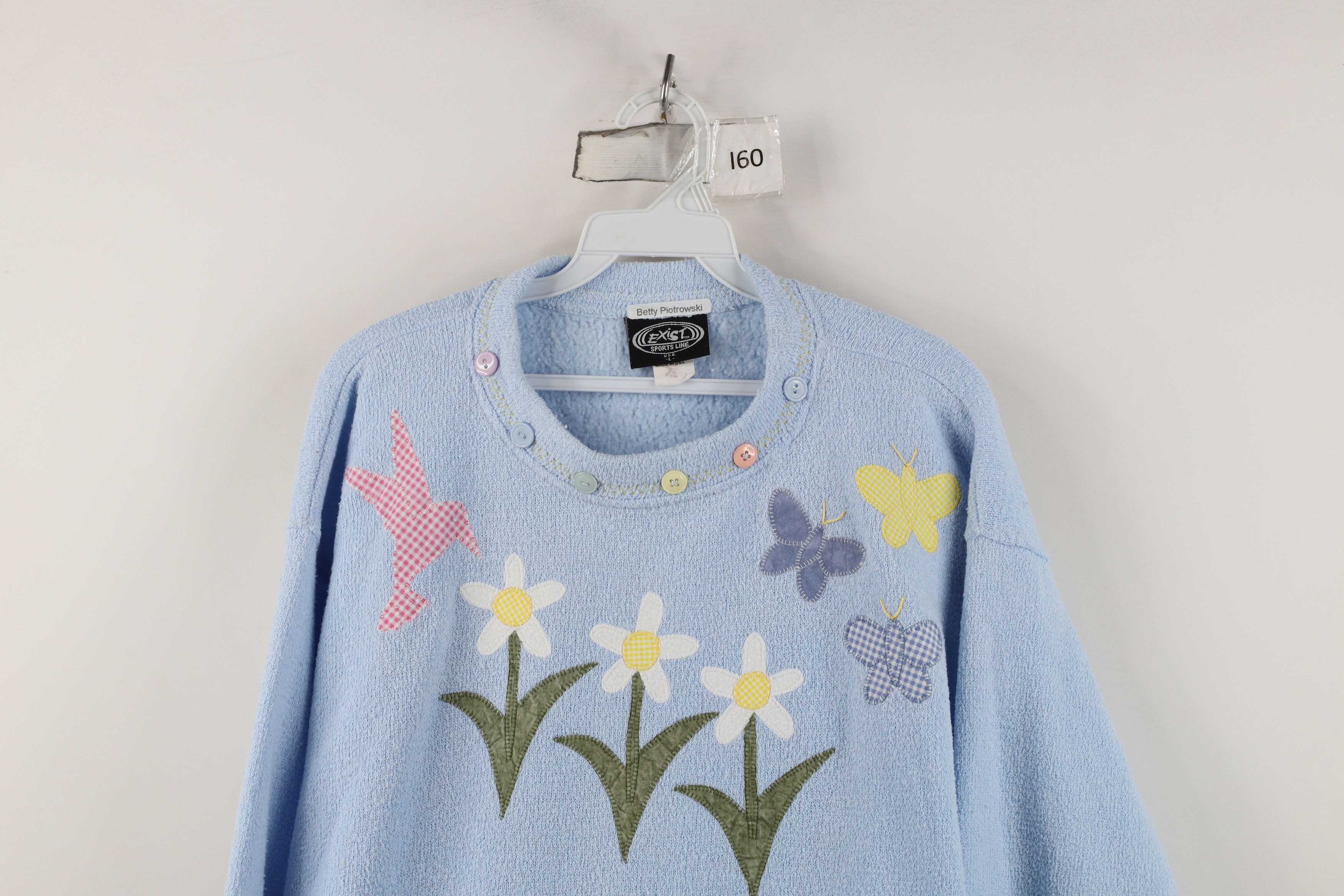 Vintage Vintage 90s Streetwear Butterfly Terry Cloth Sweatshirt USA Size L / US 10 / IT 46 - 2 Thumbnail