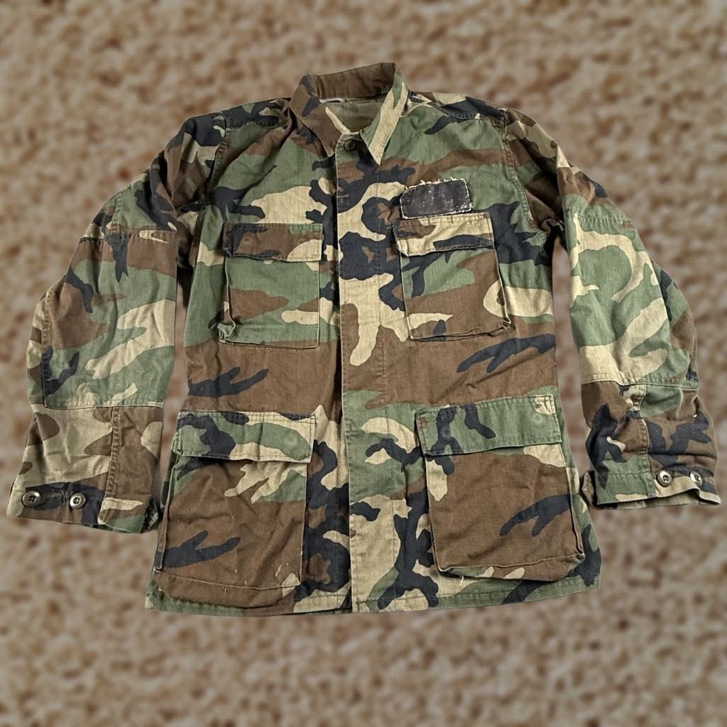 Vintage Military Jacket Mens Small Regular Woodland Bdu Camo Field Coat 80s, Men's
