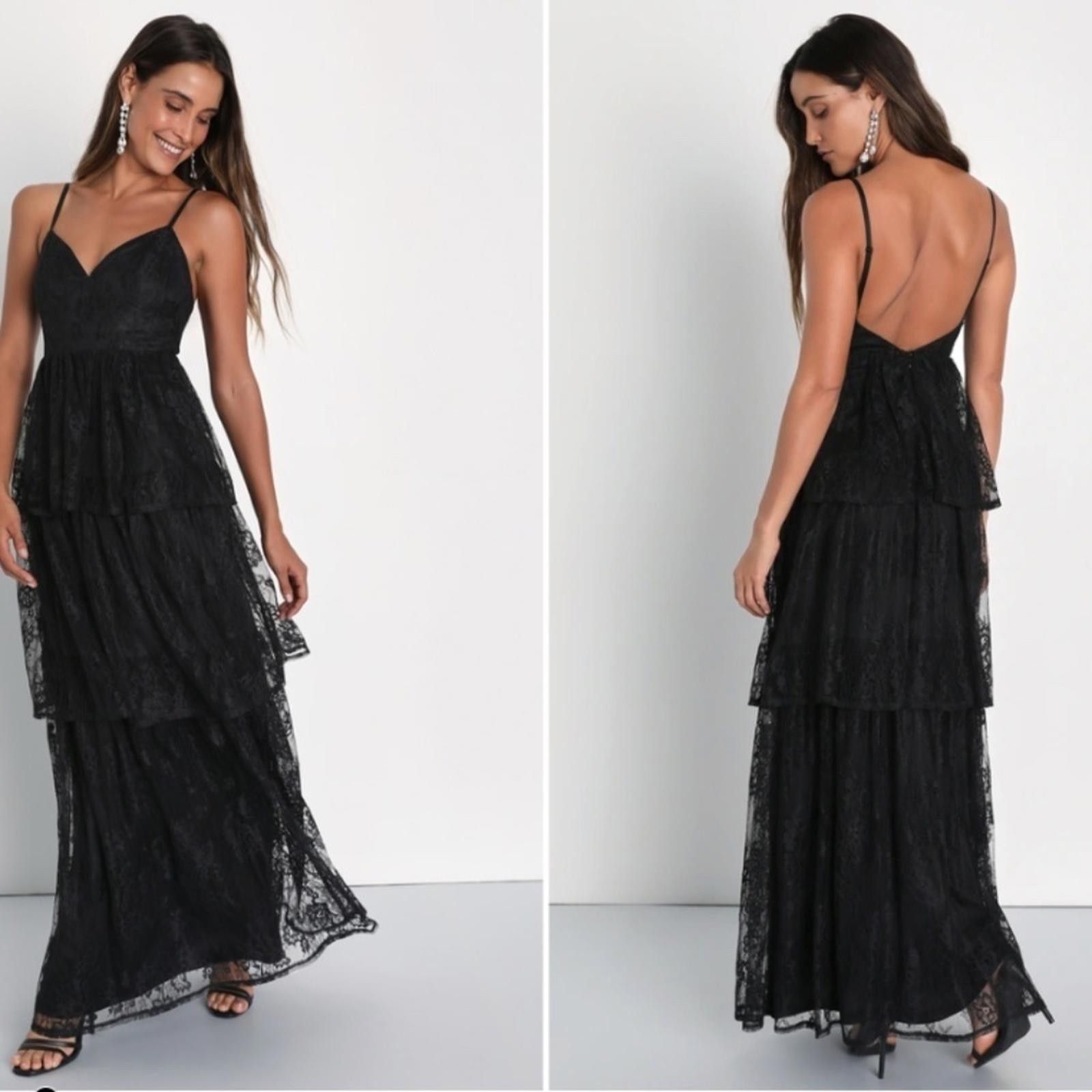Lulus LULU's Prom Wedding Bridesmaid Tiered Lace Boho Ruffles Maxi Size L / US 10 / IT 46 - 4 Thumbnail