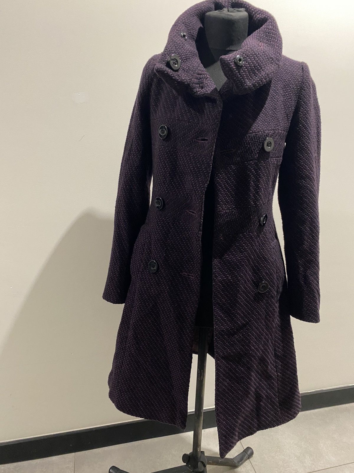Other John Rocha Structured 68% Wool Tweed Coat Deep Purple Size S Size S / US 4 / IT 40 - 1 Thumbnail