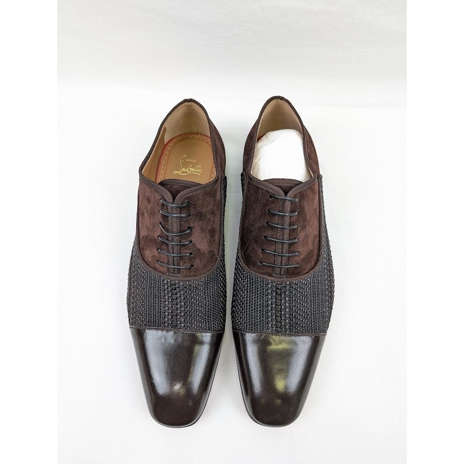 Christian Louboutin o1rshd1 Patent Calf Tresse Provence Lace Up Shoes Dark Brown Size US 11.5 / EU 44-45 - 16 Thumbnail