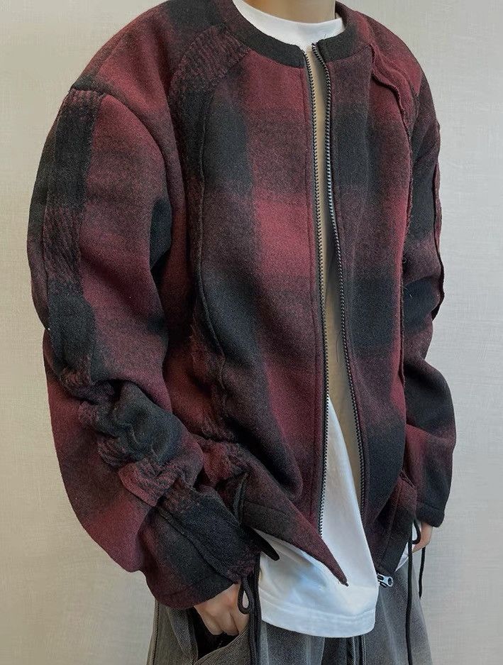 Japanese Brand × Vintage Retro outdoor fashion plaid check ruched jacket Size US XL / EU 56 / 4 - 1 Thumbnail