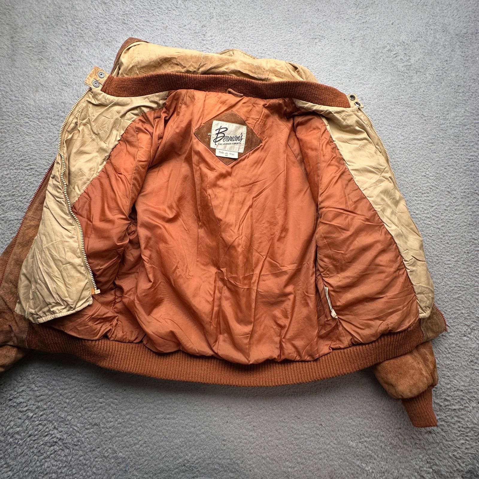 Other Vintage Bermans Suede Leather Heavy Hooded Jacket 44 Large Size US L / EU 52-54 / 3 - 16 Thumbnail