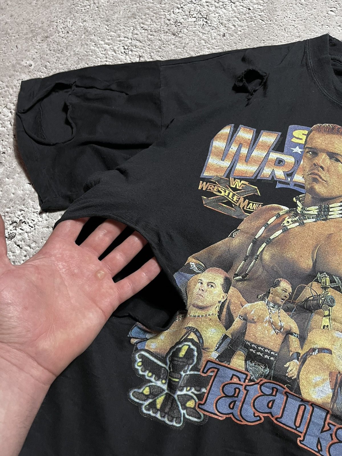 Vintage × WWE × WWF FULL DESTROYED Vintage 90s Tatanka WWE WWF Wrestling T shirt Size US XXL / EU 58 / 5 - 5 Thumbnail