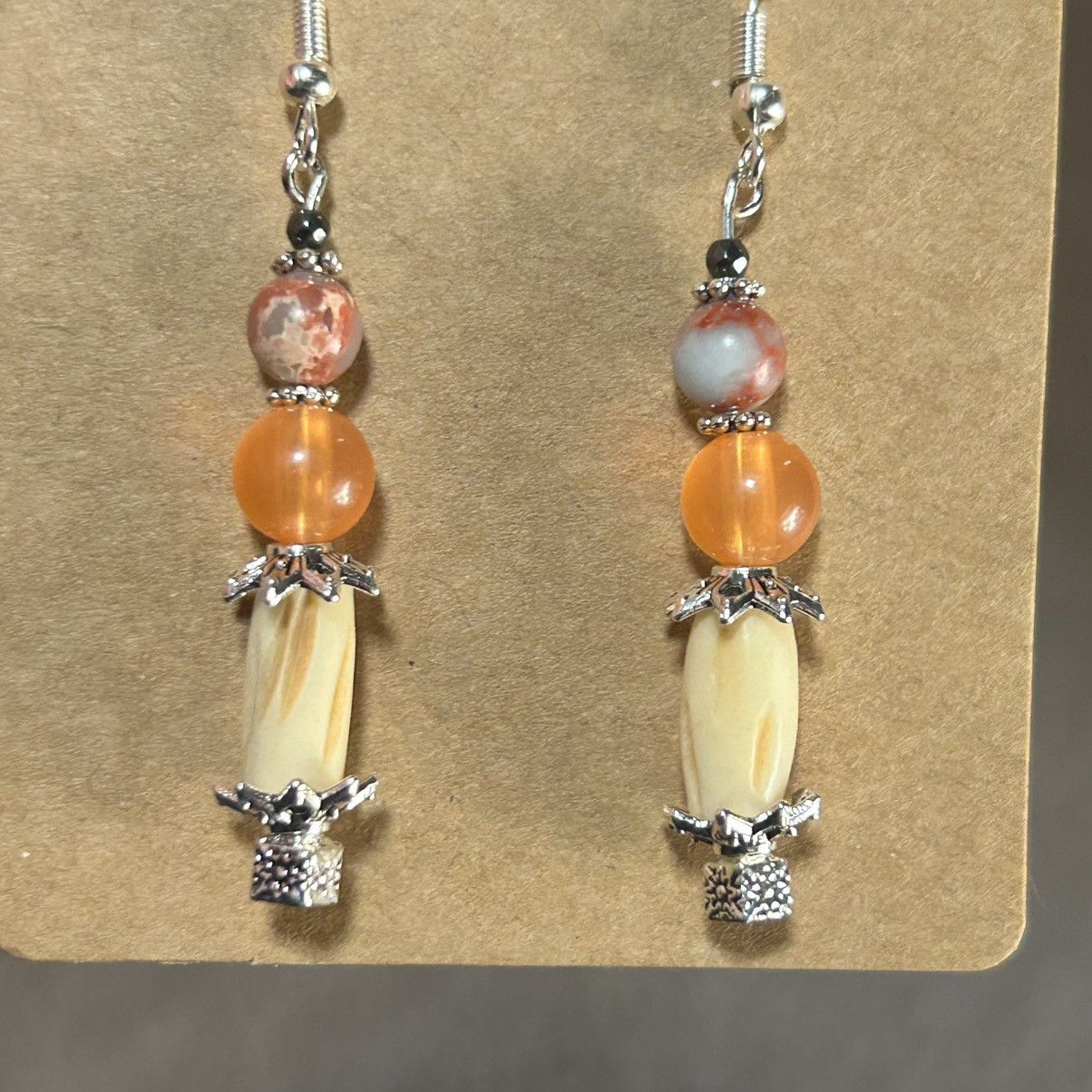 Handmade Handcrafted salvaged vintage bead dyed agate earrings Size ONE SIZE - 3 Thumbnail