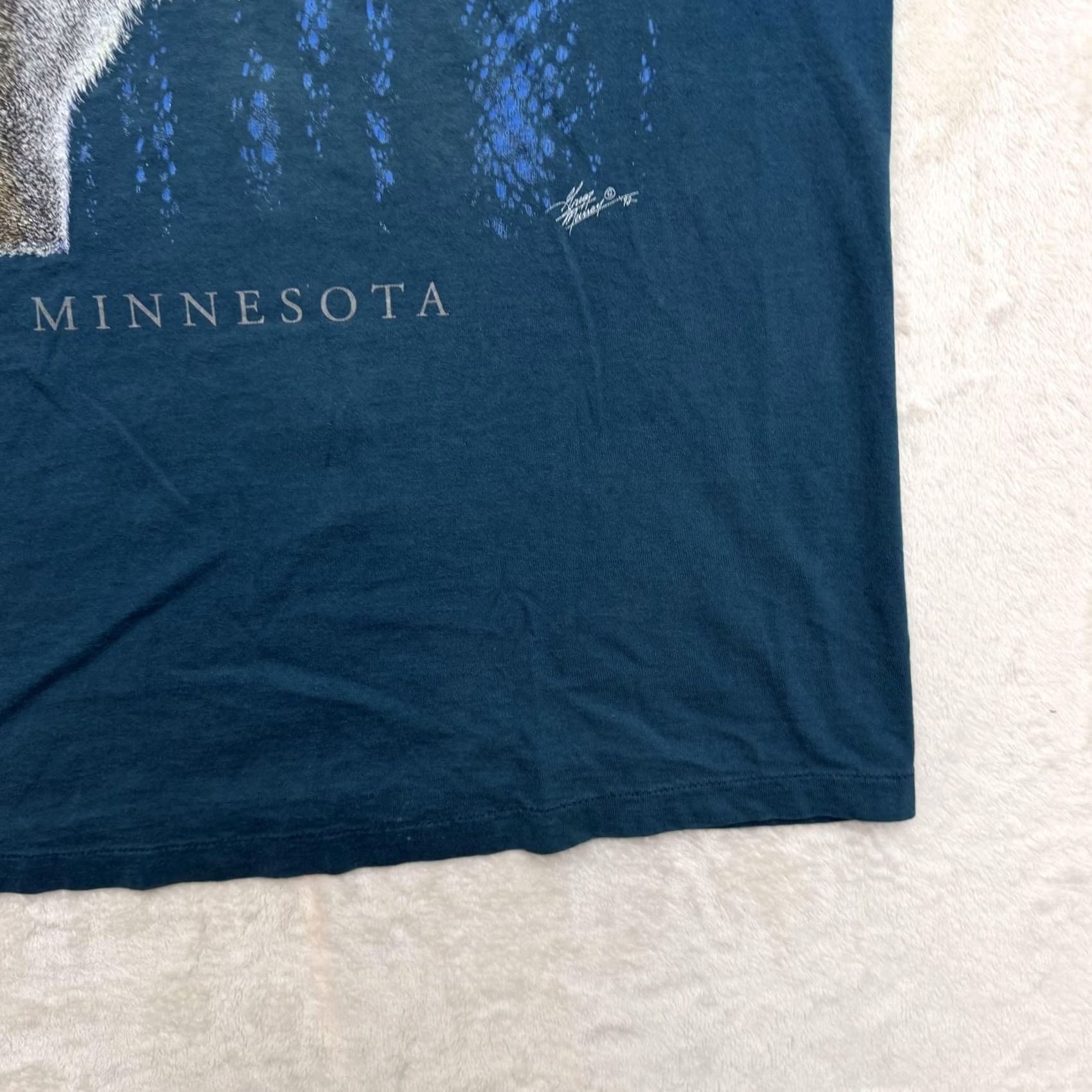 Vintage Minnesota Wolf Shirt Mens XL Blue Graphic Tee Short Sleeve MN Size US XL / EU 56 / 4 - 5 Thumbnail