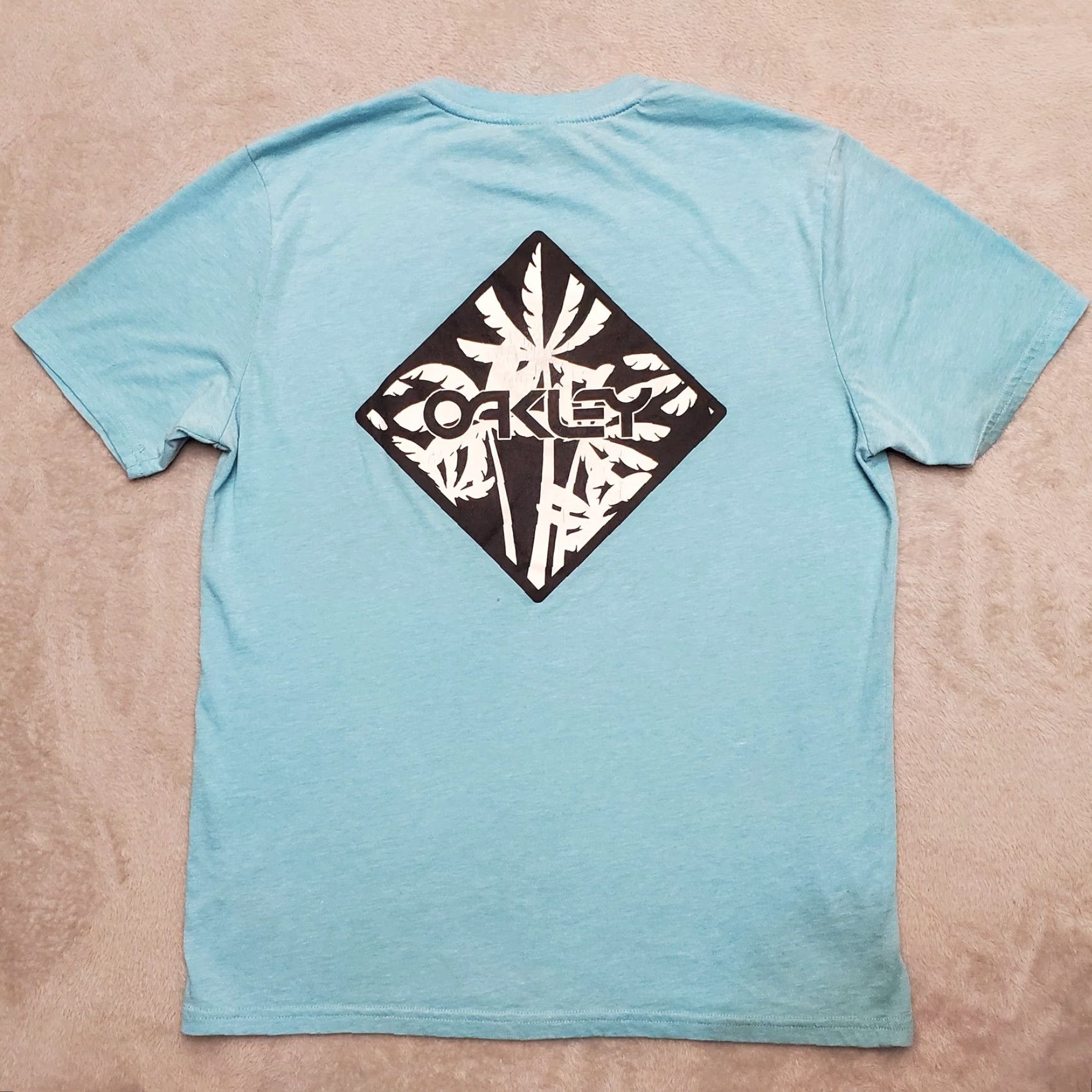 Oakley VINTAGE Oakley Shirt Mens S Blue Short Sleeve Crewneck Palm Trees Spellout Size US S / EU 44-46 / 1 - 6 Thumbnail