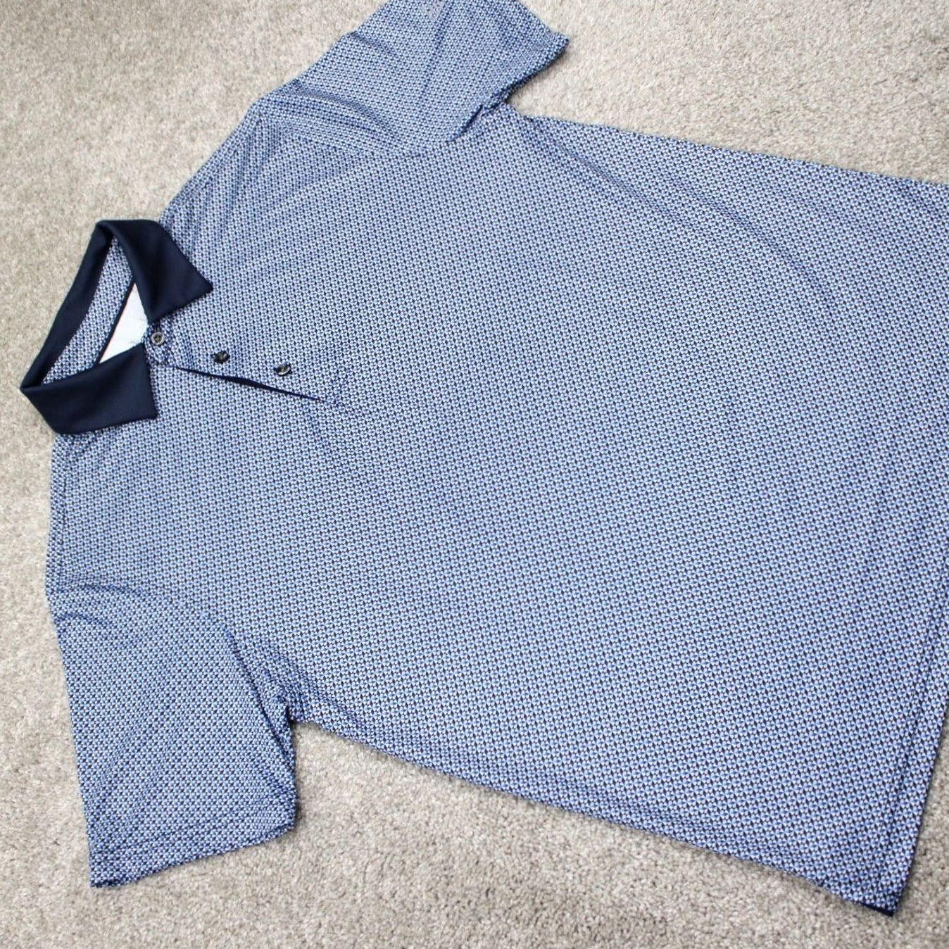 Vintage Maelreg Polo Shirt Mens Small Blue Geometric Stretch S/S Pullover Shirt/Pol o Size US S / EU 44-46 / 1 - 6 Thumbnail