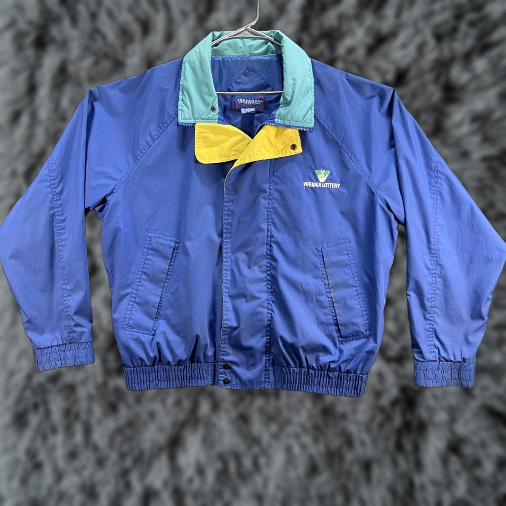 Vintage VINTAGE Virginia Lottery Jacket Mens XL Trademark Sportswear 90s Blue Windbreaker Zip Pockets Embroidered Logo Size US XL / EU 56 / 4 - 1 Thumbnail
